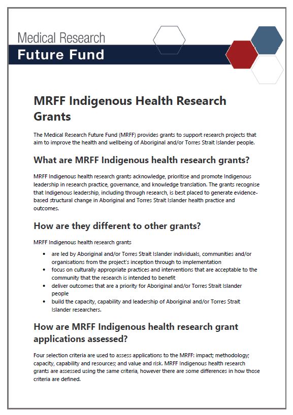MRFF Indigenous Health Research Grants