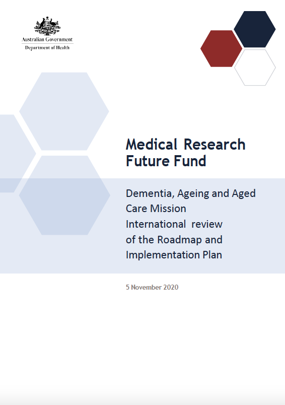 MRFF Dementia, Ageing and Aged Care Mission International Review of the Roadmap and Implementation Plan cover image