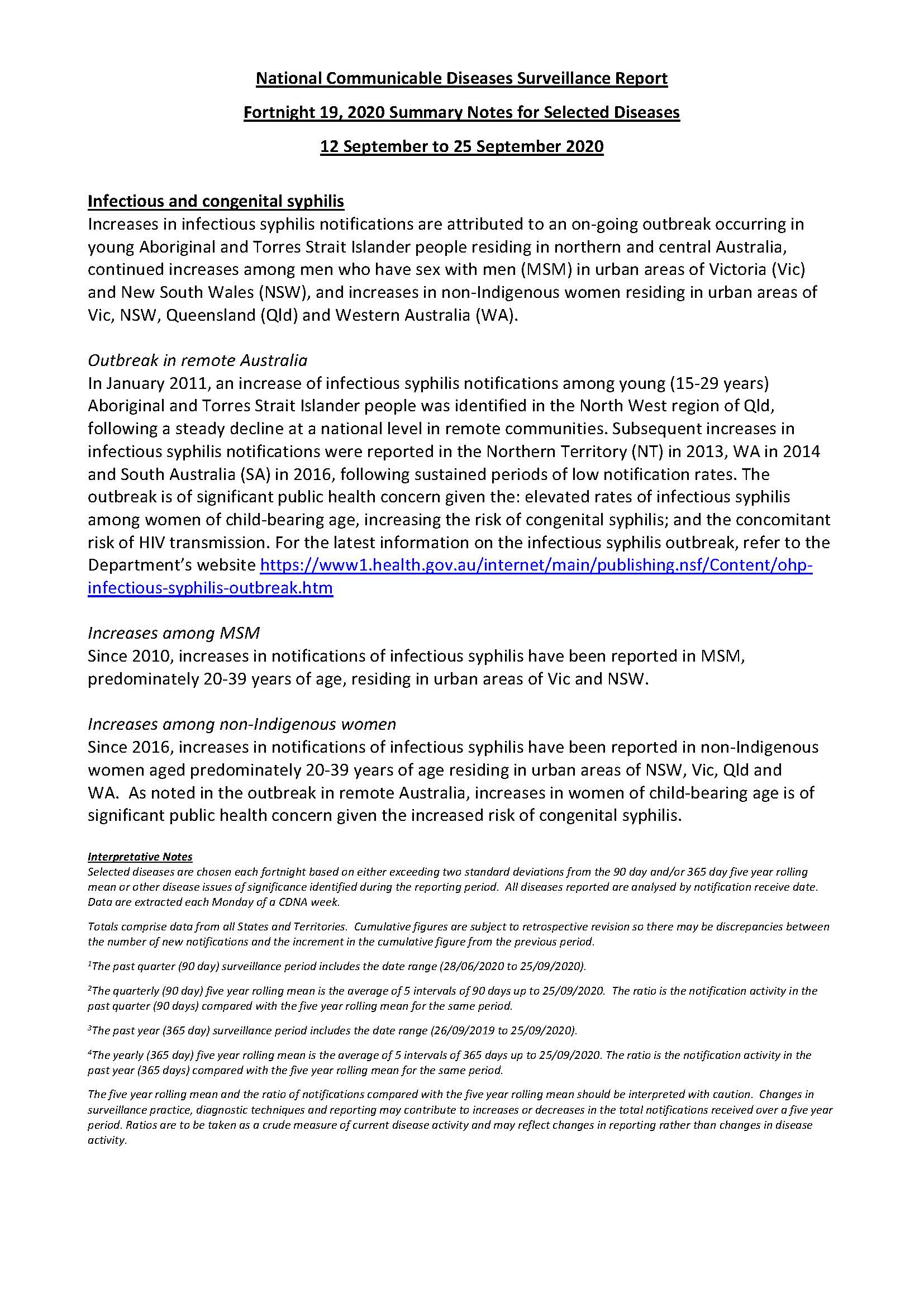 Cover image for National Notifiable Diseases Surveillance System fortnightly reports – 12 to 25 September 2020
