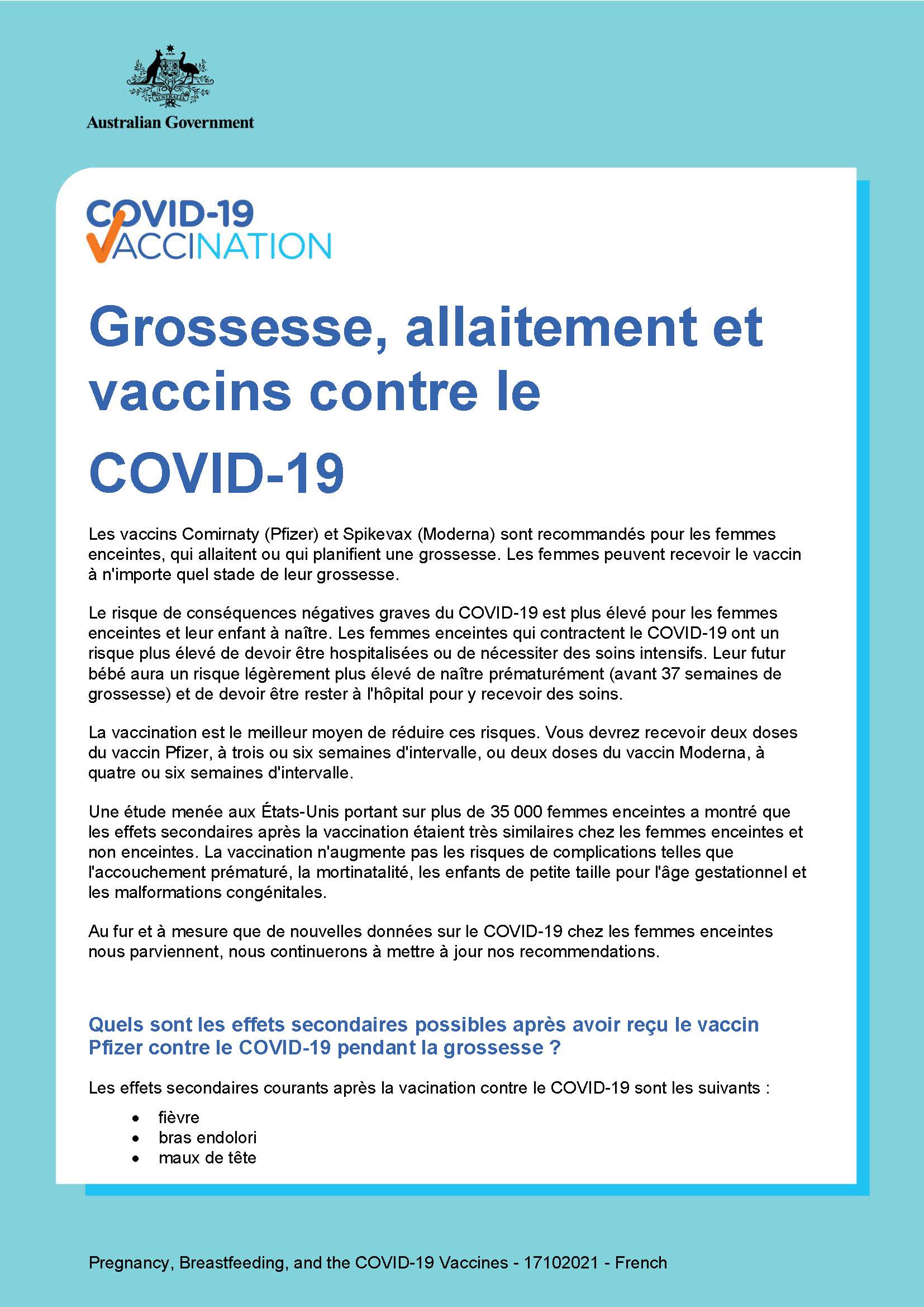 Covid 19 Vaccination Grossesse Allaitement Et Vaccins Contre Le Covid 19 Pregnancy Breastfeeding And Covid 19 Vaccines Australian Government Department Of Health