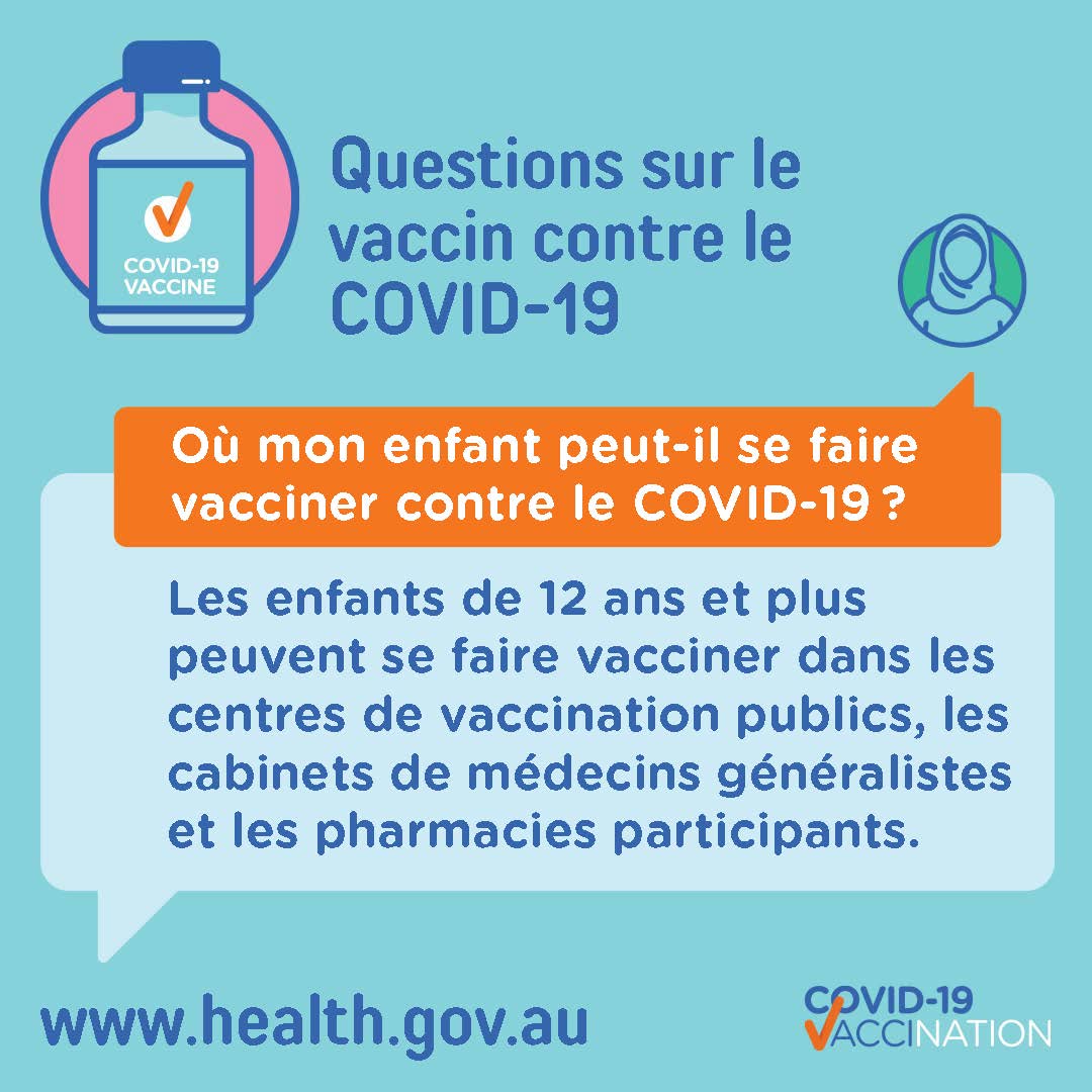 Covid 19 Vaccination Social Ou Mon Enfant Peut Il Se Faire Vacciner Contre Le Covid 19 Where Can My Child Get A Covid 19 Vaccine Australian Government Department Of Health