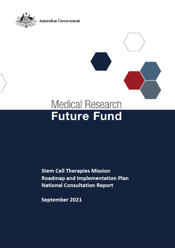 MRFF Stem Cell Therapies Mission Roadmap and Implementation Plan National Consultation Report cover image