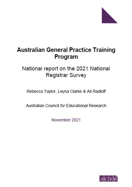 AGPT Program National Report on the 2021 National Registrar Survey