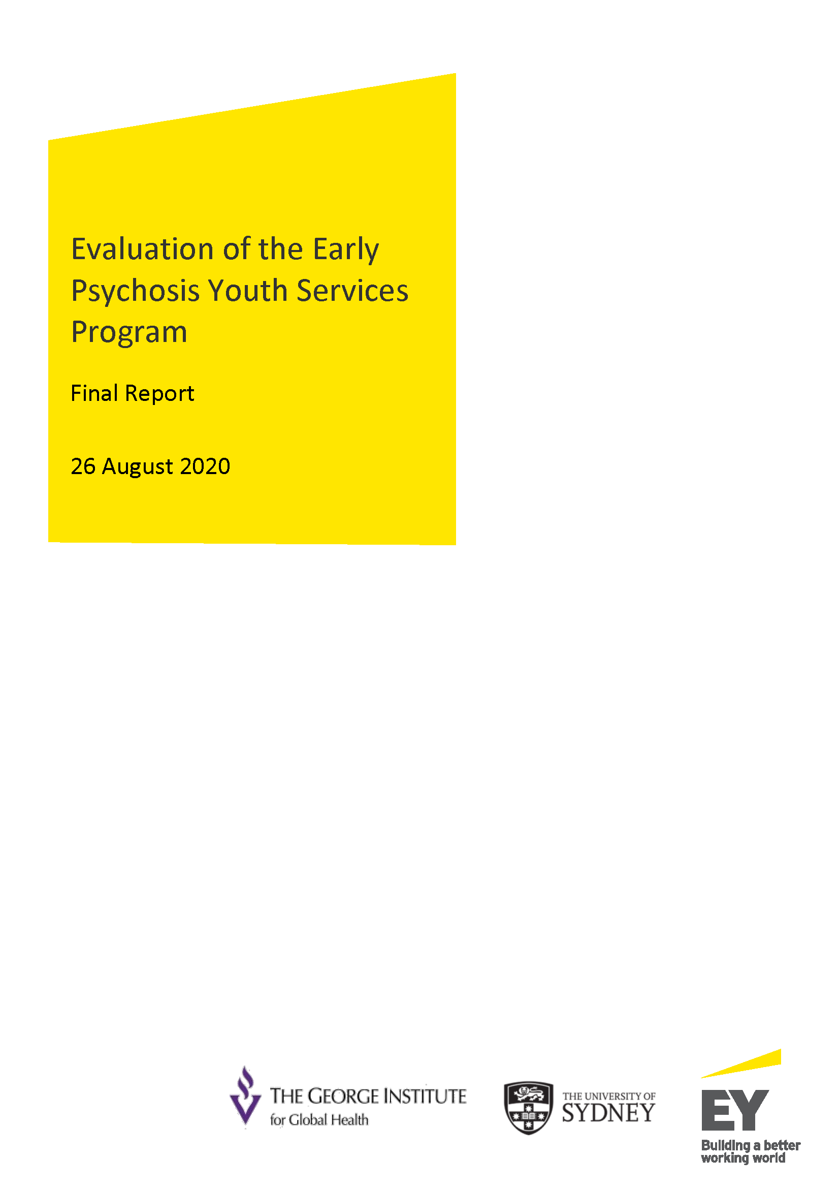 Evaluation of the Early Psychosis Youth Services Program final report
