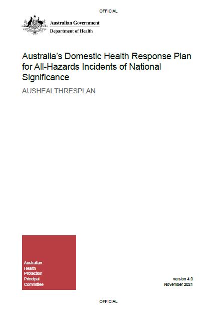 Australia’s Domestic Health Response Plan for All-Hazards Incidents of National Significance (AUSHEALTHRESPLAN)