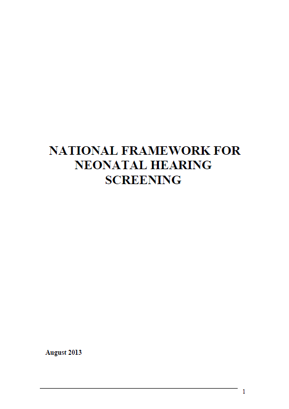 Cover image for National Framework for Neonatal Hearing Screening