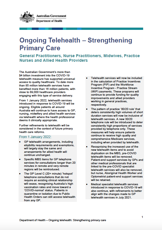 Ongoing telehealth – Strengthening primary care cover image