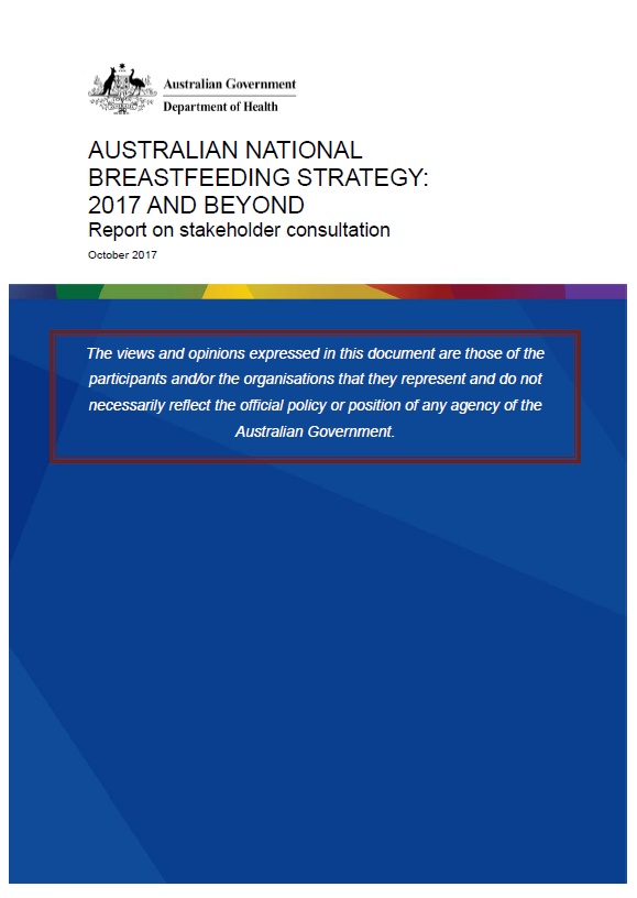 Cover image for Australian National Breastfeeding Strategy – Report on stakeholder consultations, October 2017