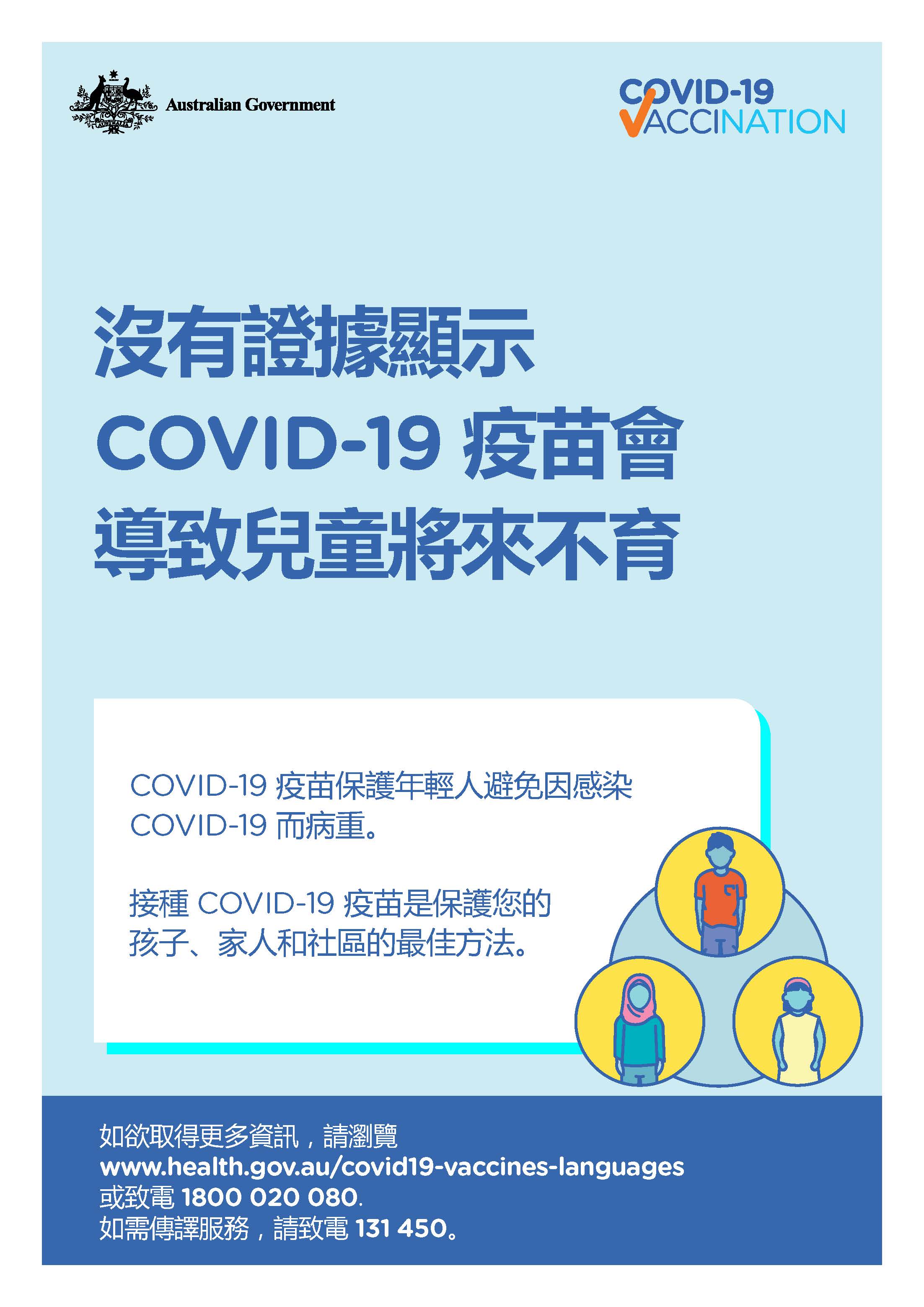 COVID-19 vaccination – 沒有證據顯示 COVID-19 疫苗會導致兒童將來不育 (No evidence of future infertility) 