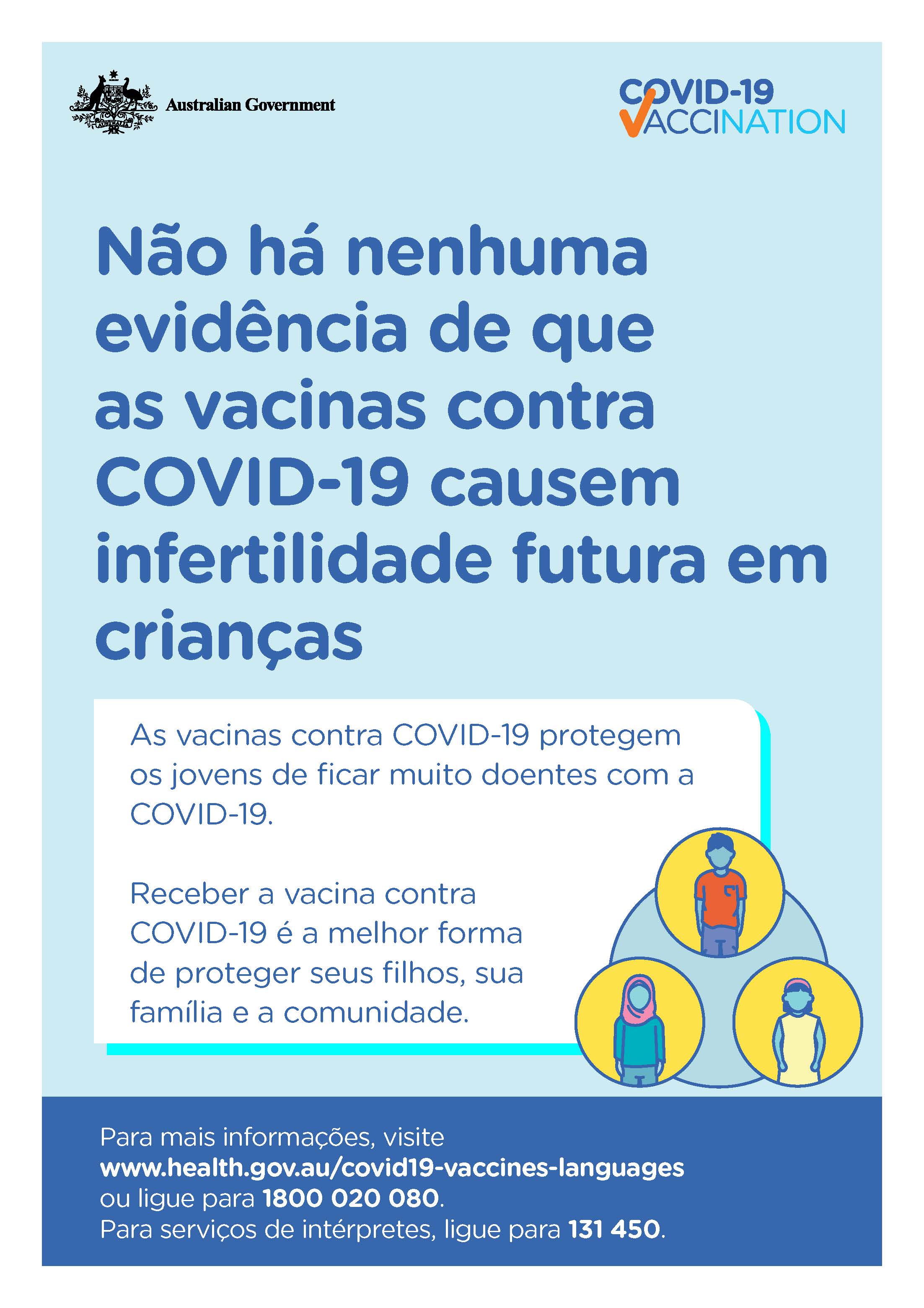 COVID-19 vaccination – Não há nenhuma evidência de que as vacinas contra COVID-19 causem infertilidade futura em crianças (No evidence of future infertility) 