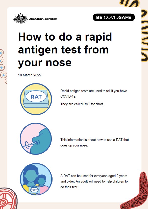 Coronavirus (COVID-19) – How to do a rapid antigen test from your nose (Aboriginal and Torres Strait Islander people)
