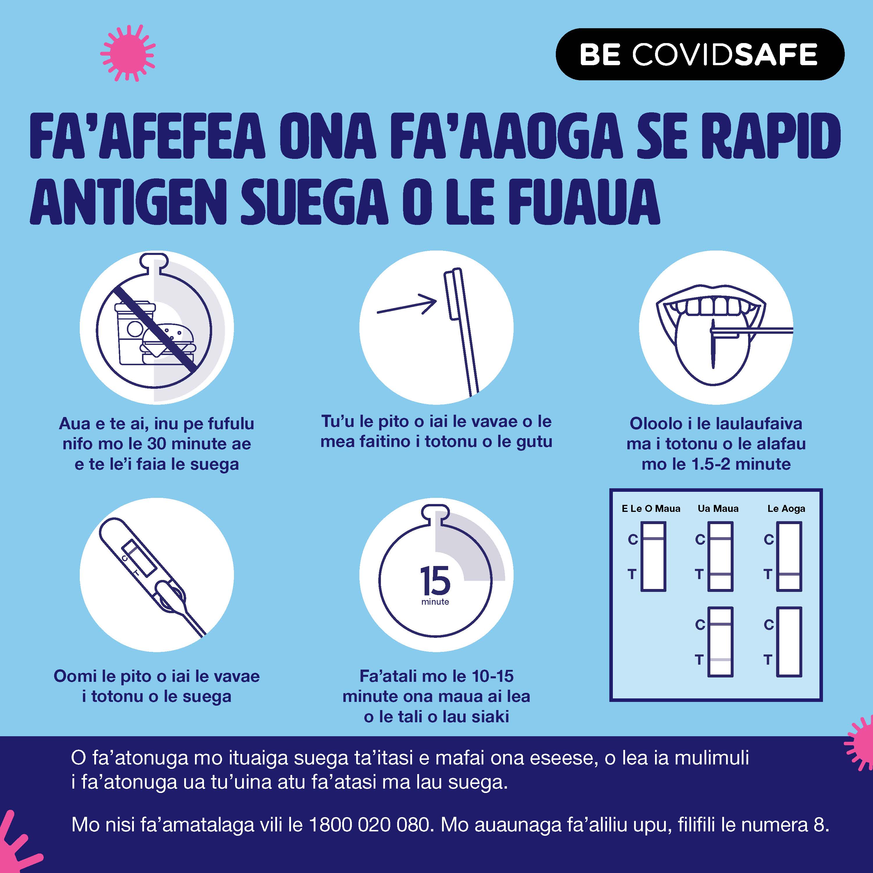 Coronavirus (COVID-19) – Social – FA'AFEFEA ONA FA'AAOGA SE RAPID ANTIGEN SUEGA O LE FUAUA (Rapid antigen oral saliva test)
