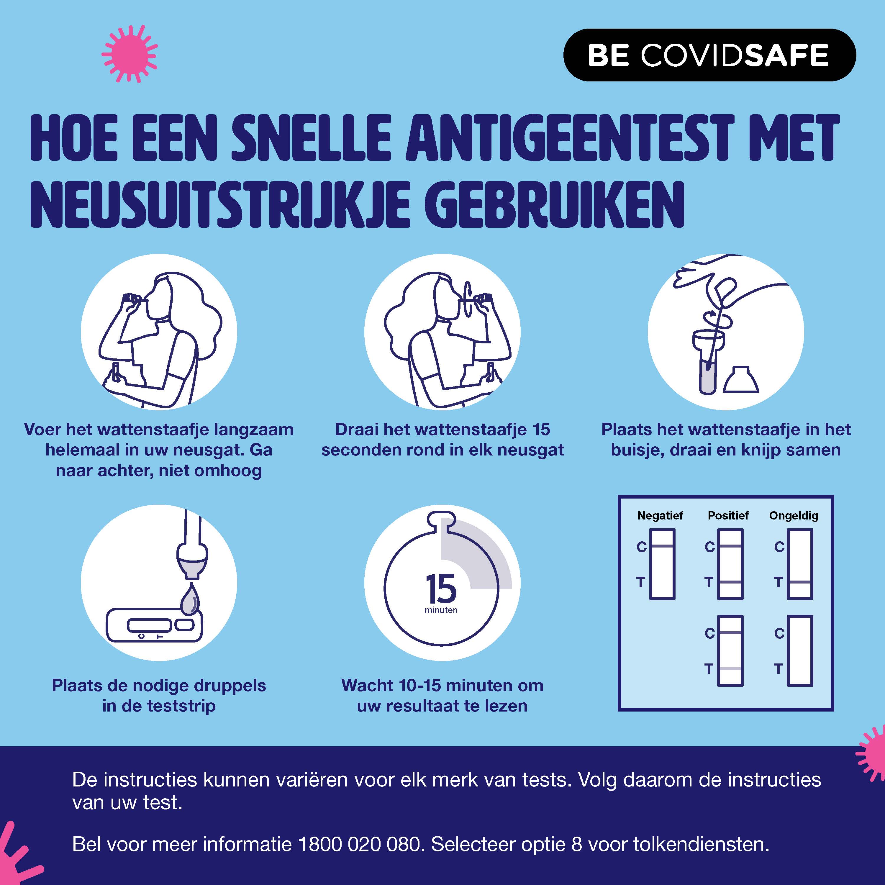 Coronavirus (COVID-19) – Social – HOE EEN SNELLE ANTIGEENTEST MET NEUSUITSTRIJKJE GEBRUIKEN (Nasal swab RAT)