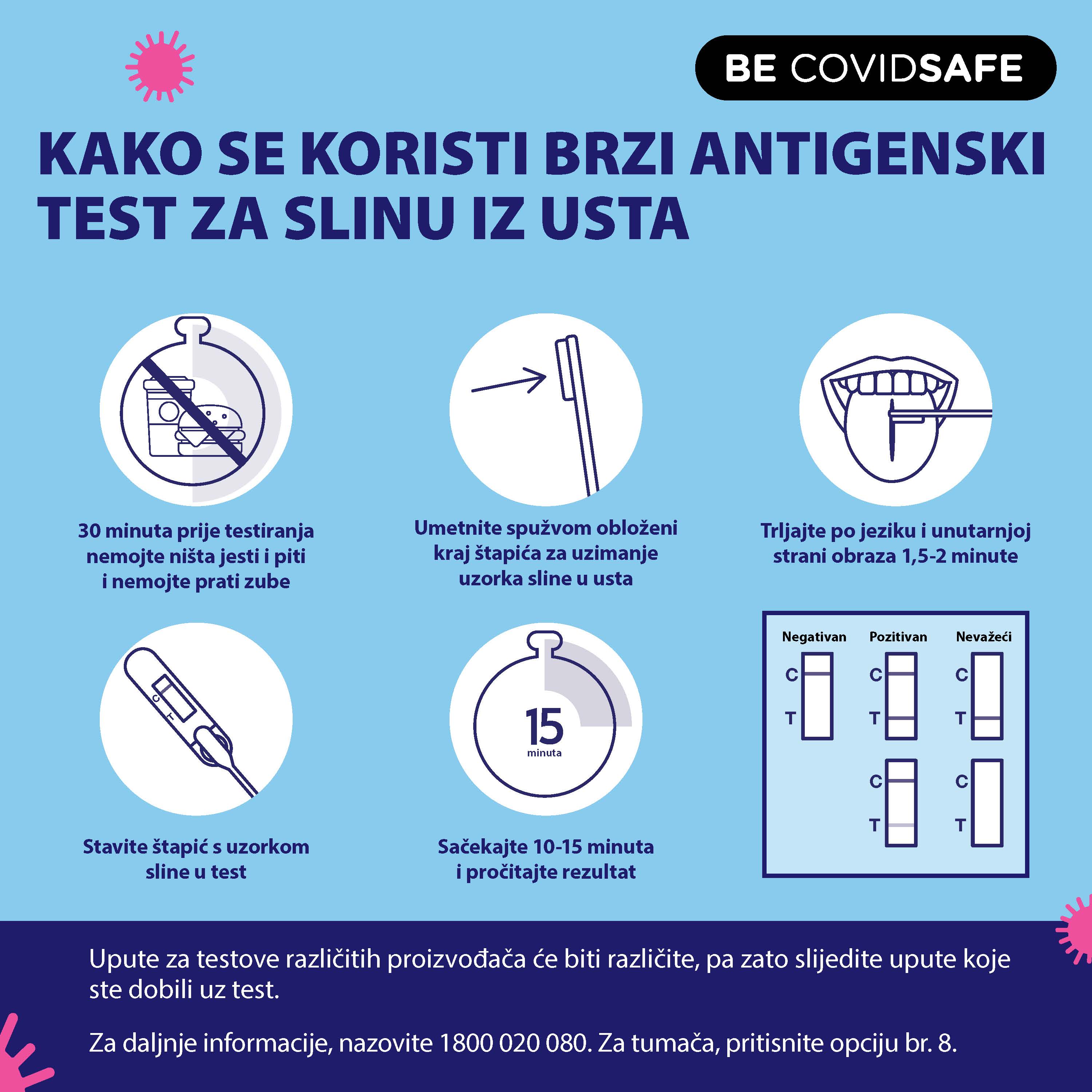 Coronavirus (COVID-19) – Social – KAKO SE KORISTI BRZI ANTIGENSKI TEST ZA SLINU IZ USTA (Rapid antigen oral saliva test)