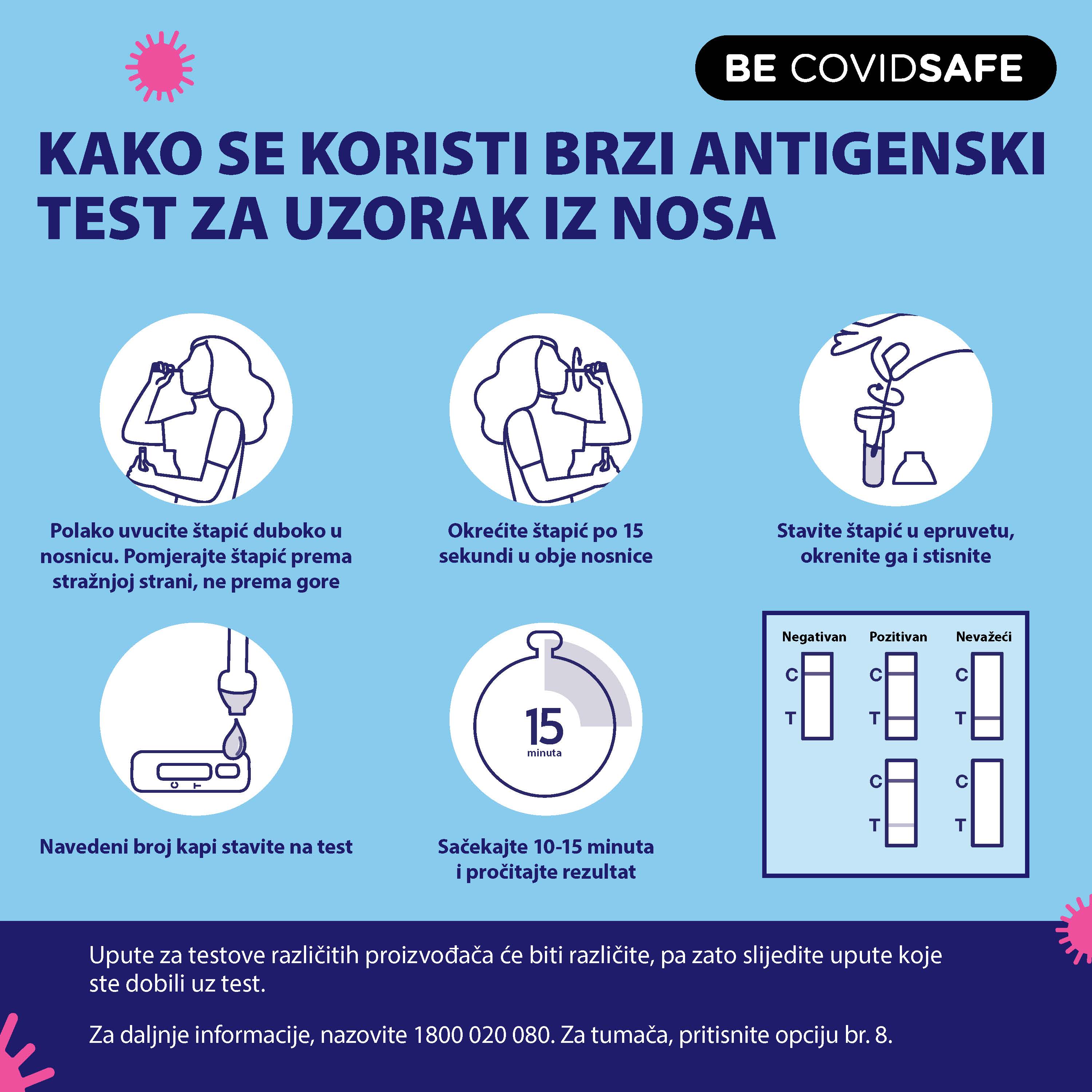 Coronavirus (COVID-19) – Social – KAKO SE KORISTI BRZI ANTIGENSKI TEST ZA UZORAK IZ NOSA (Nasal swab RAT)