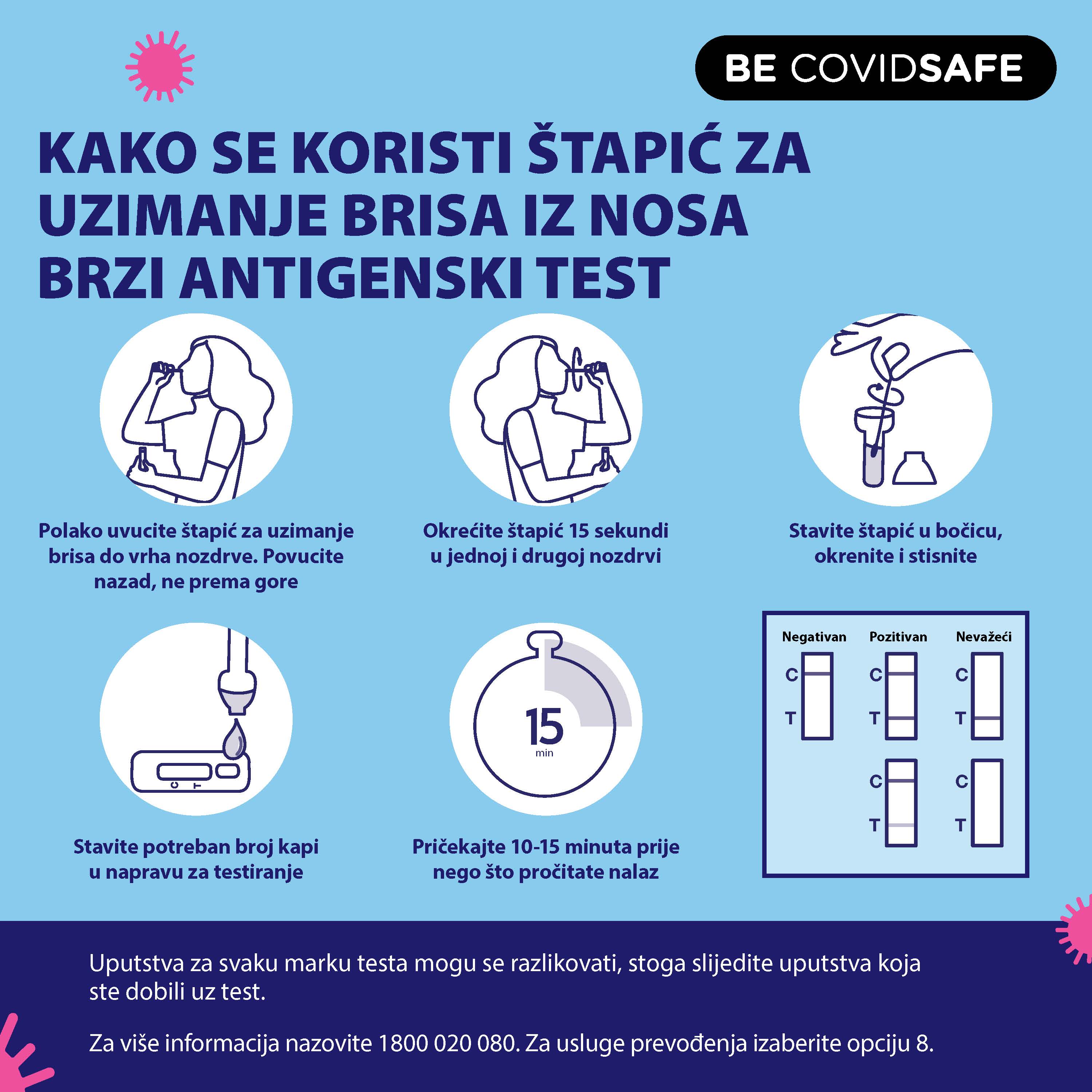 Coronavirus (COVID-19) – Social – KAKO SE KORISTI ŠTAPIĆ ZA UZIMANJE BRISA IZ NOSA BRZI ANTIGENSKI TEST (Nasal swab RAT)