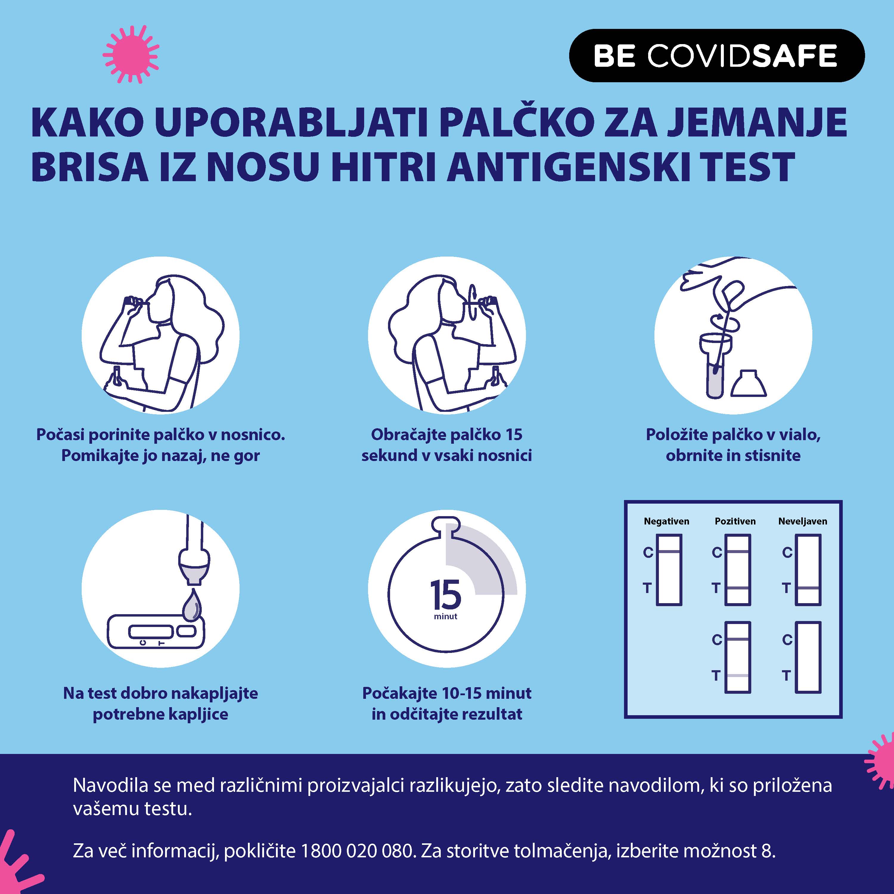 Coronavirus (COVID-19) – Social – KAKO UPORABLJATI PALČKO ZA JEMANJE BRISA IZ NOSU HITRI ANTIGENSKI TEST (Nasal swab RAT)