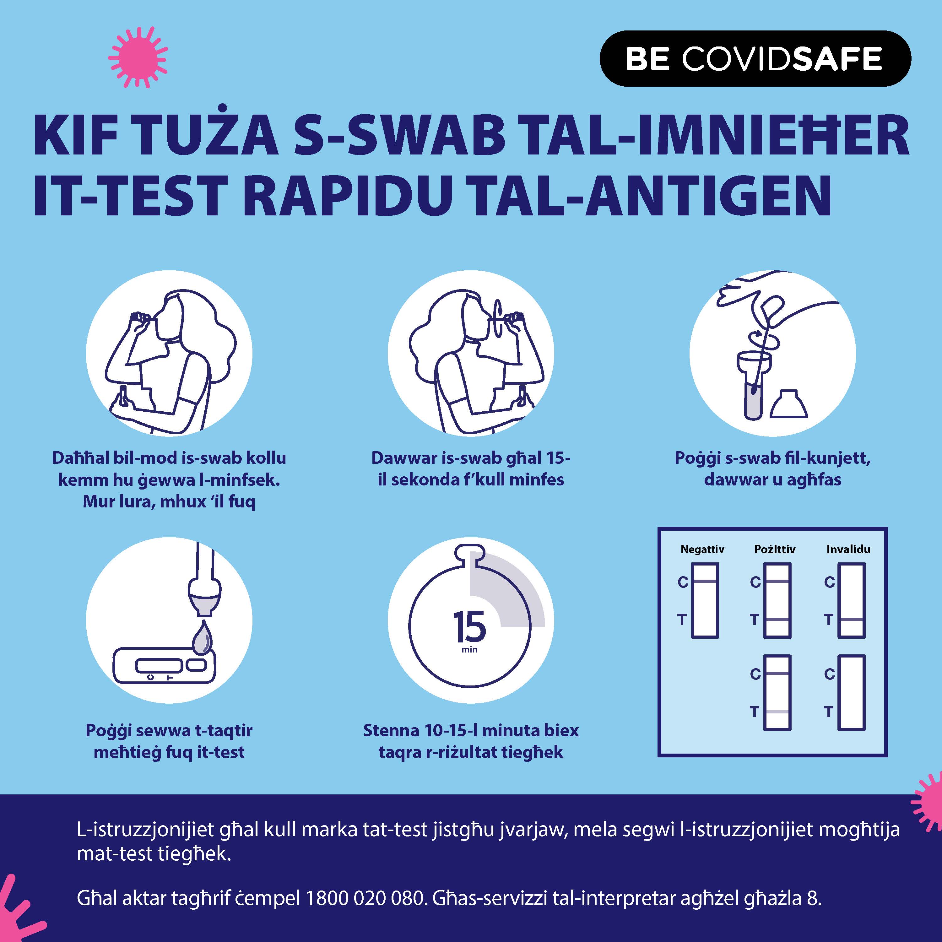 Coronavirus (COVID-19) – Social – KIF TUŻA S-SWAB TAL-IMNIEĦER IT-TEST RAPIDU TAL-ANTIGEN (Nasal swab RAT)
