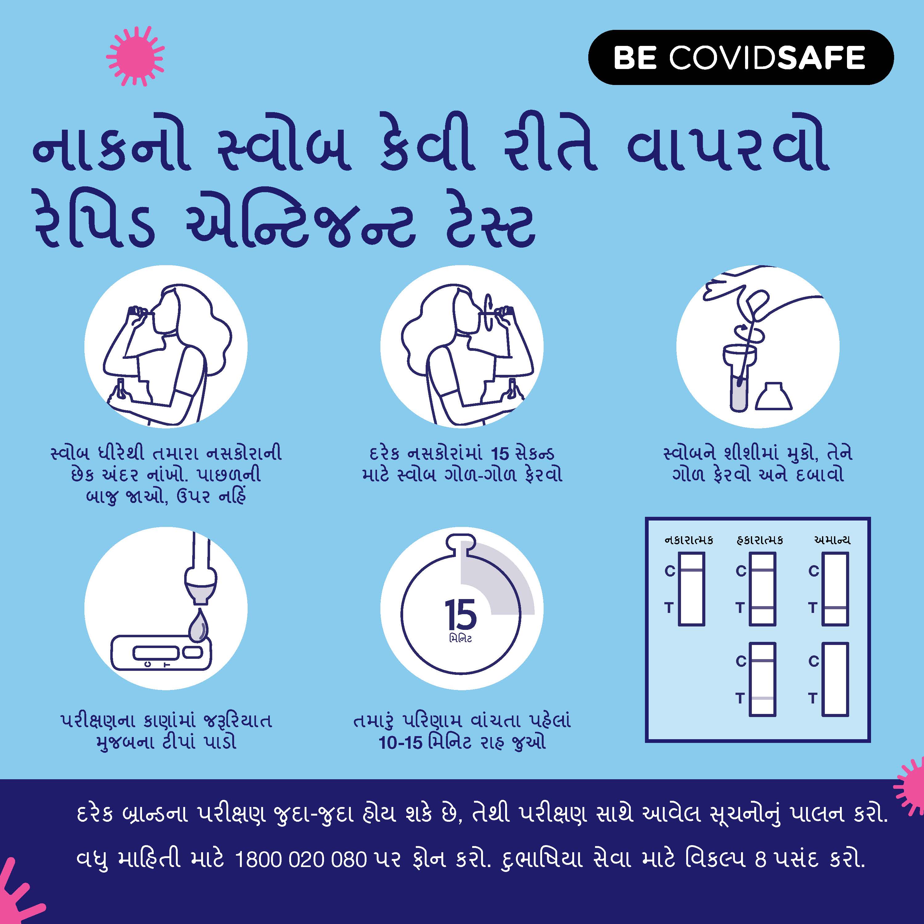 Coronavirus (COVID-19) – Social – નાકનો સ્વોબ કેવી રીતે વાપરવો રેપિડ એન્ટિજન્ટ ટેસ્ટ (Nasal swab RAT)