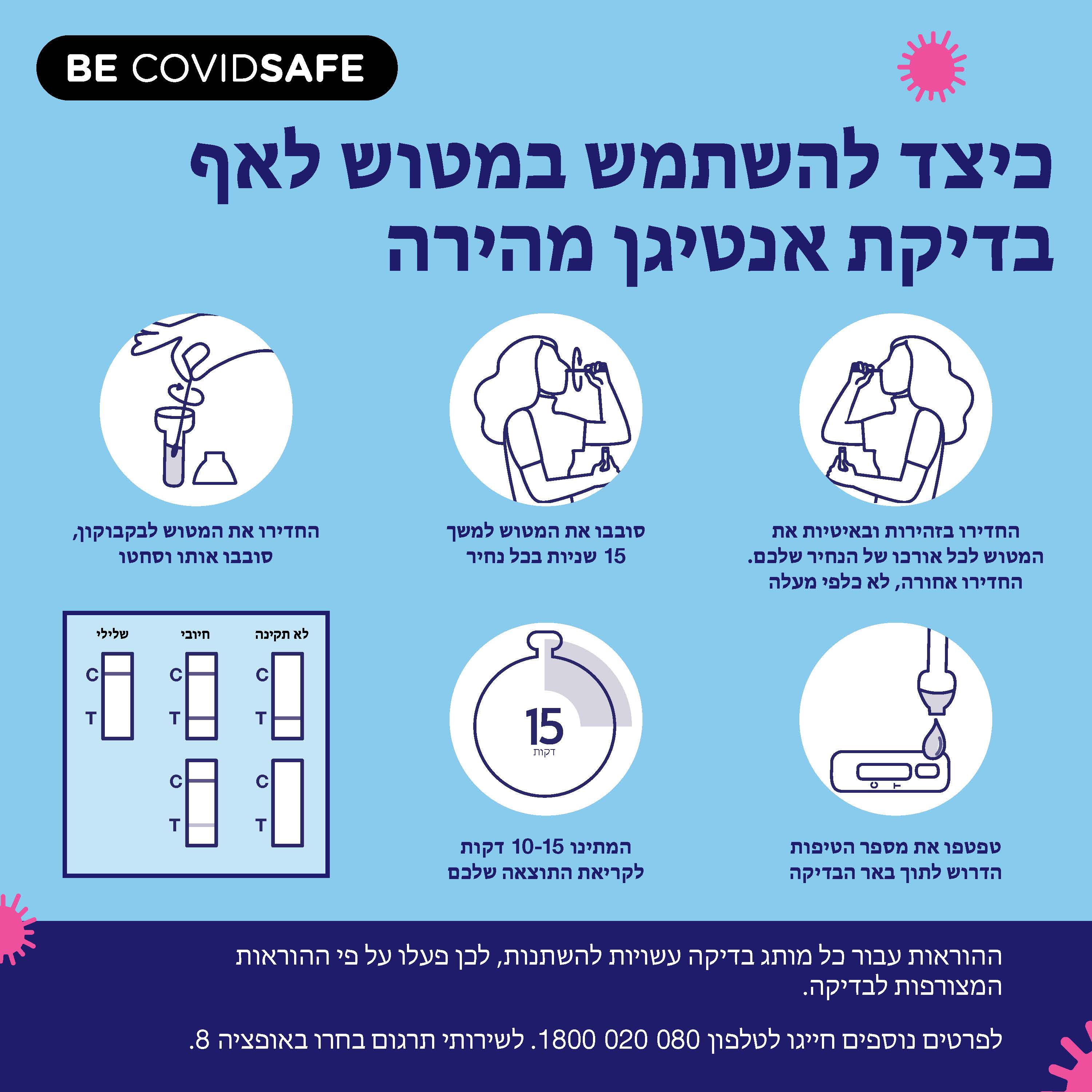 Coronavirus (COVID-19) – Social – כיצד להשתמש במטוש לאף בדיקת אנטיגן מהירה (Nasal swab RAT)