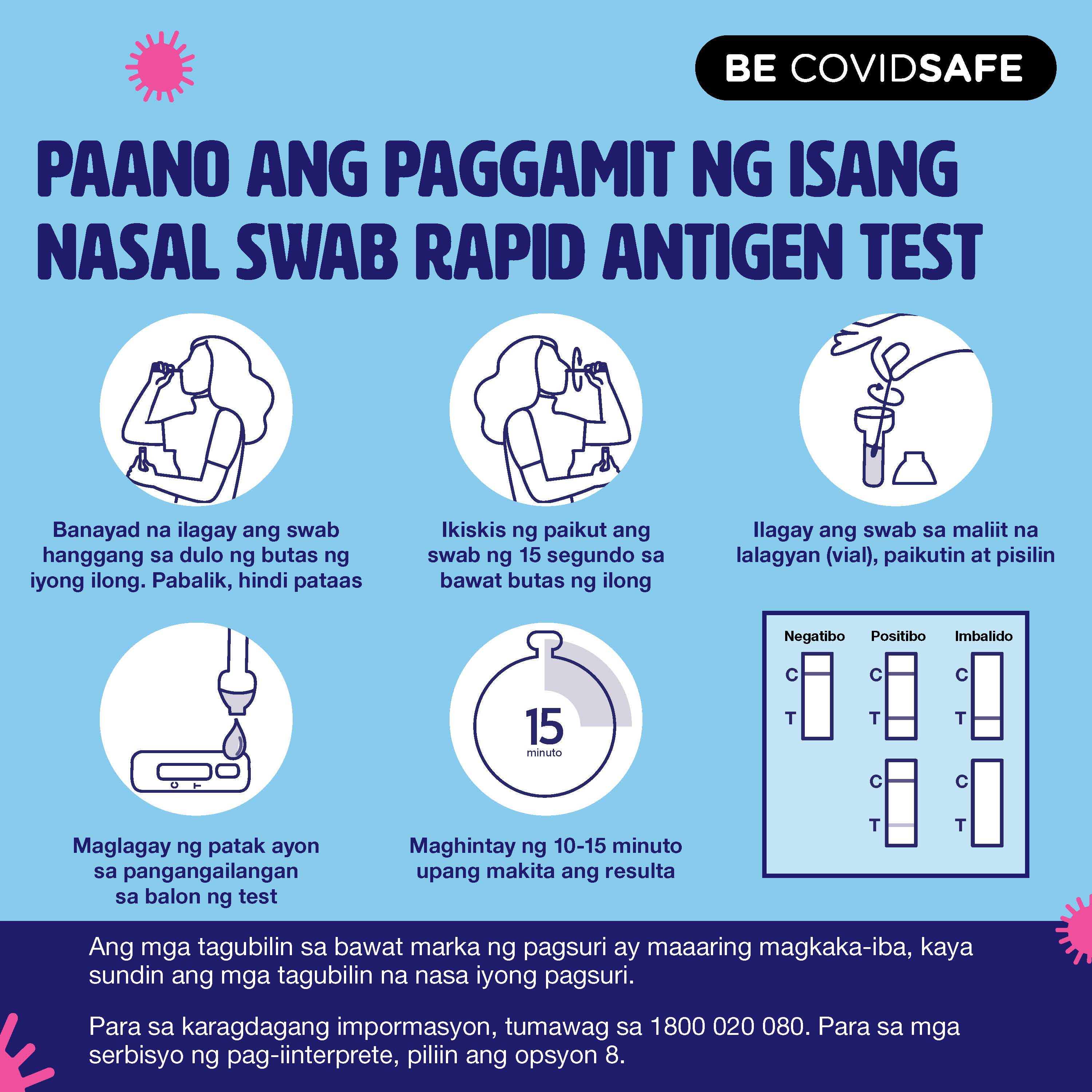 Coronavirus (COVID-19) – Social – PAANO ANG PAGGAMIT NG ISANG NASAL SWAB RAPID ANTIGEN TEST (Nasal swab RAT)