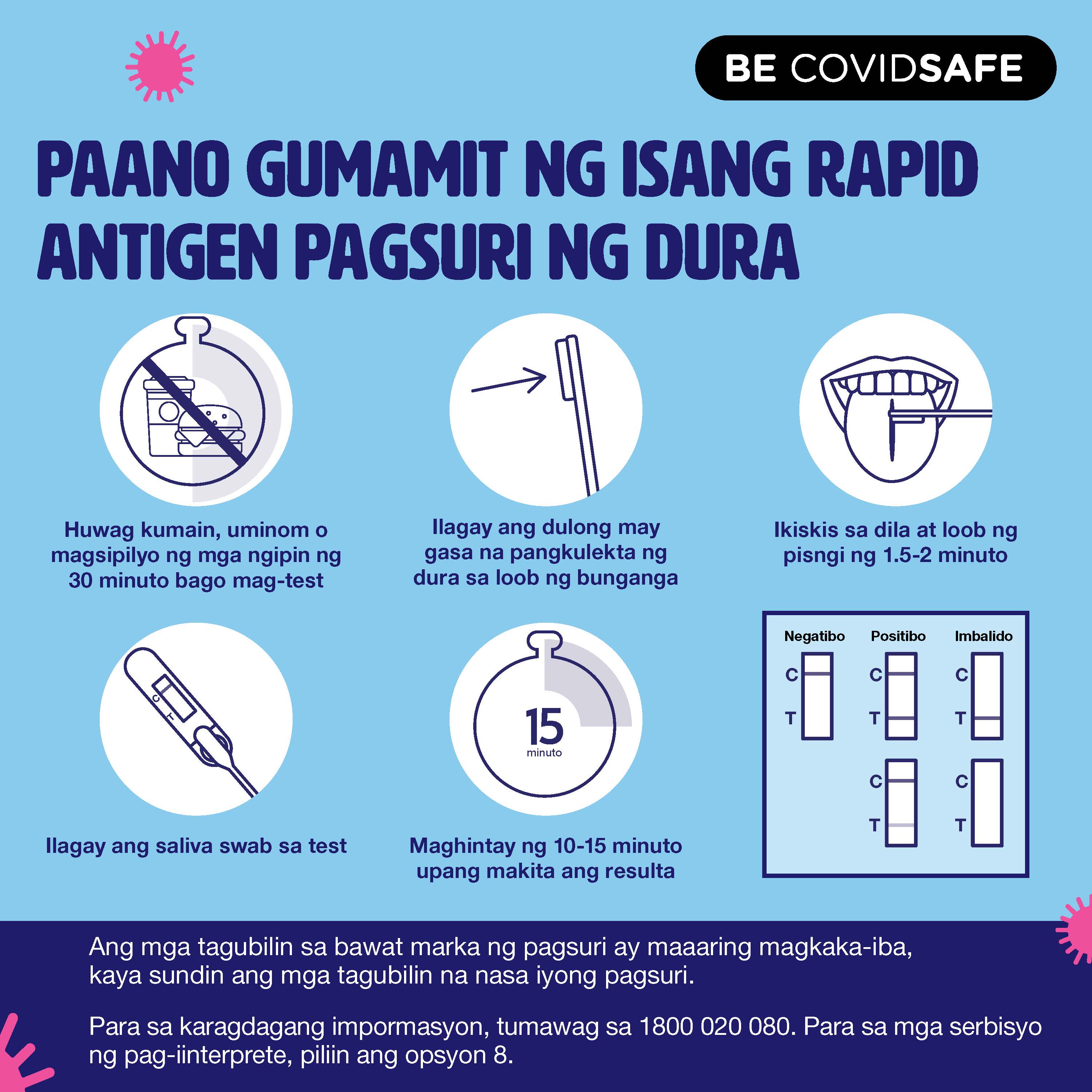 Coronavirus (COVID-19) – Social – PAANO GUMAMIT NG ISANG RAPID ANTIGEN PAGSURI NG DURA (Rapid antigen oral saliva test)