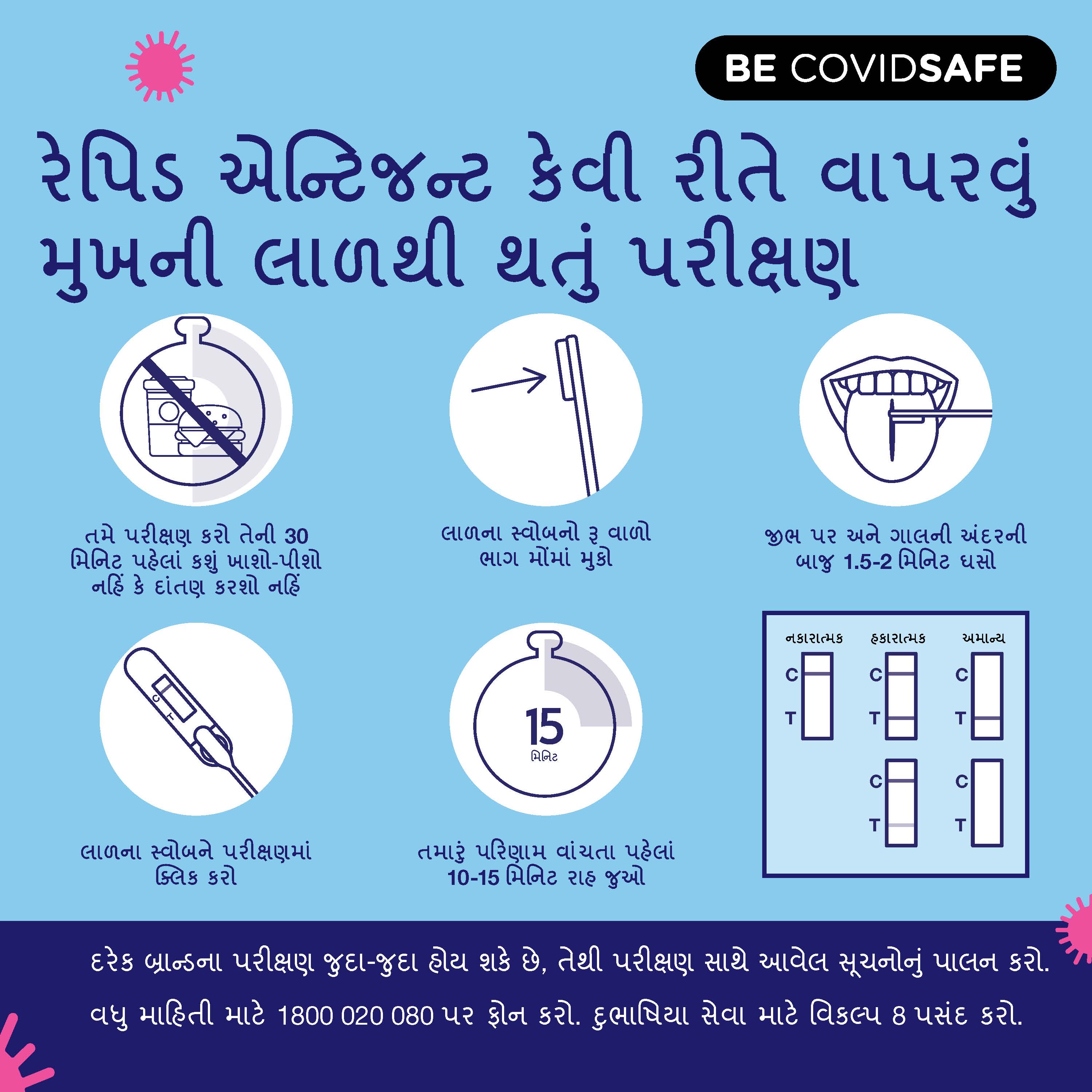 Coronavirus (COVID-19) – Social – રેપિડ એન્ટિજન્ટ કેવી રીતે વાપરવું મુખની લાળથી થતું પરીક્ષણ (Rapid antigen oral saliva test)