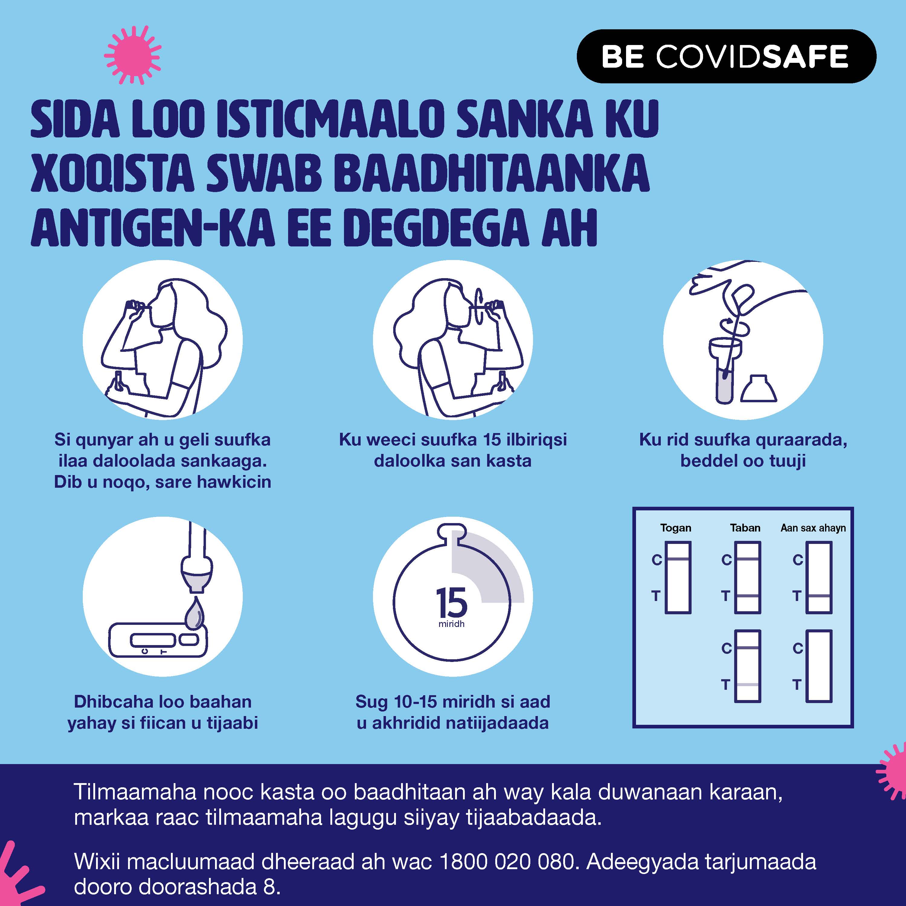 Coronavirus (COVID-19) – Social – SIDA LOO ISTICMAALO SANKA KU XOQISTA SWAB BAADHITAANKA ANTIGEN-KA EE DEGDEGA AH (Nasal swab RAT)