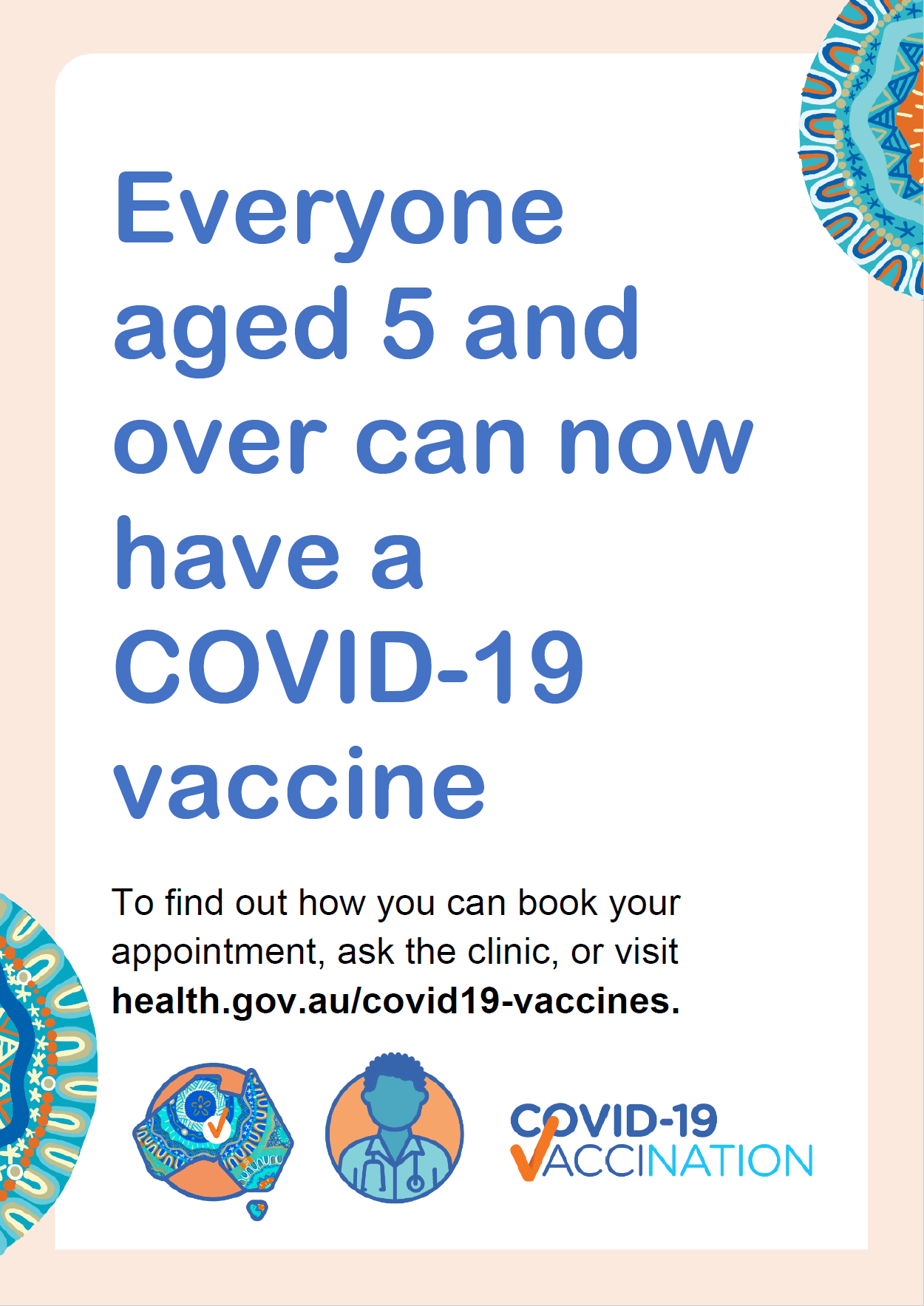 COVID-19 vaccination – Poster – 5 and over (Aboriginal and Torres Strait Islander people)