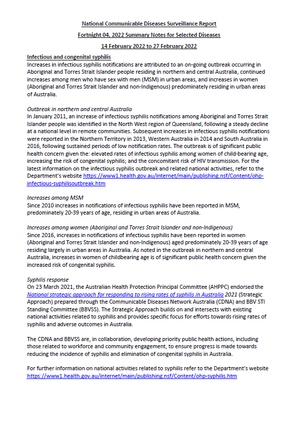 Cover image for National Notifiable Diseases Surveillance System (NNDSS) fortnightly reports – 14 to 27 February 2022
