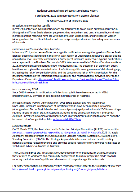 Cover image for National Notifiable Diseases Surveillance System (NNDSS) fortnightly reports – 31 January to 13 February 2022