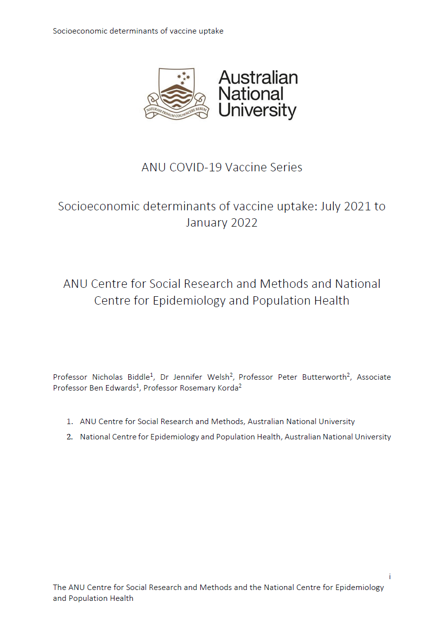 Socioeconomic determinants of vaccine uptake - July 2021 to January 2022