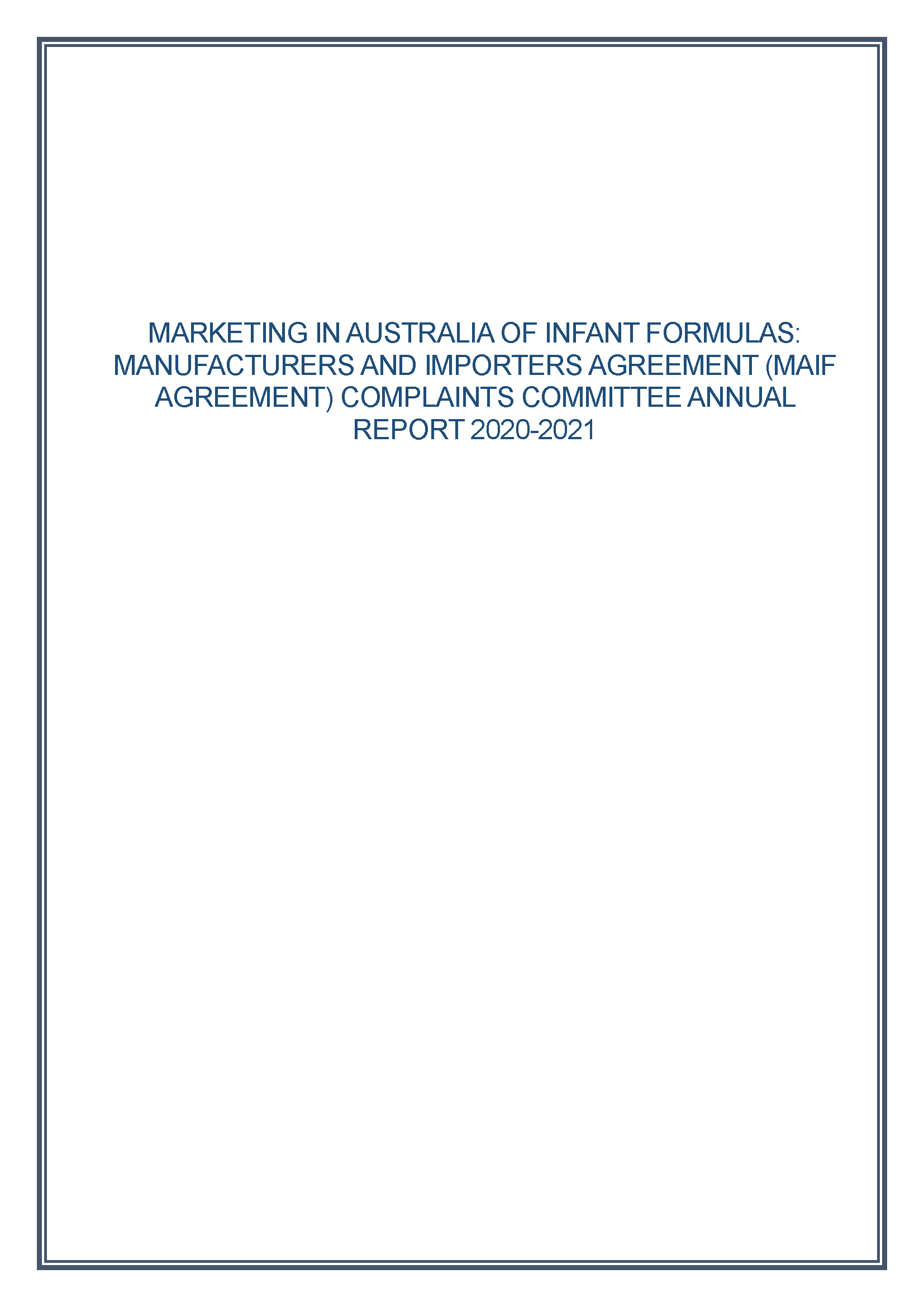 MAIF Agreement Annual report 2020-2021