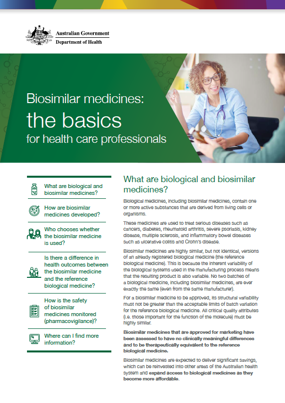 Cover image for Biosimilar medicines – The basics for healthcare professionals