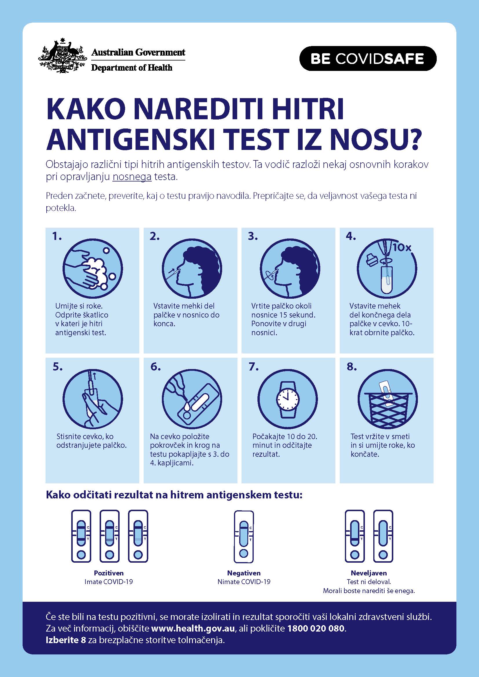 Kako narediti hitri antigenski test iz nosu? | Australian Government ...