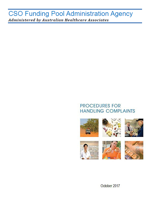 Cover image for Community Service Obligation (CSO) for Pharmaceutical Wholesalers funding pool complaints procedures 