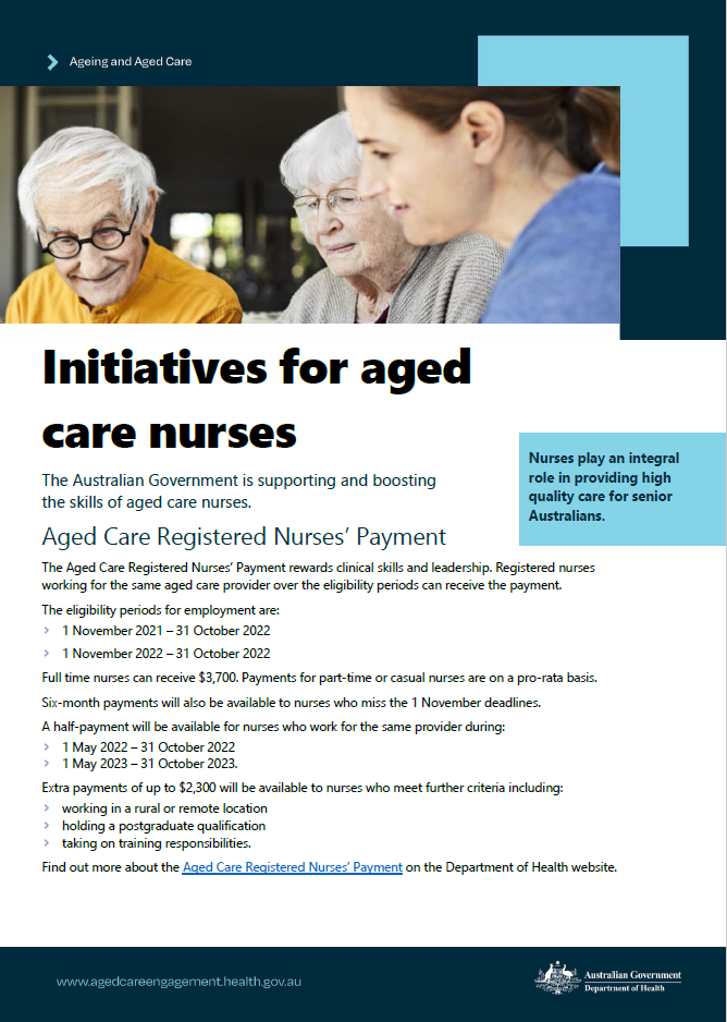 Initiatives for aged care nurses