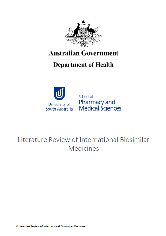 Cover image for Literature review of international biosimilar medicines