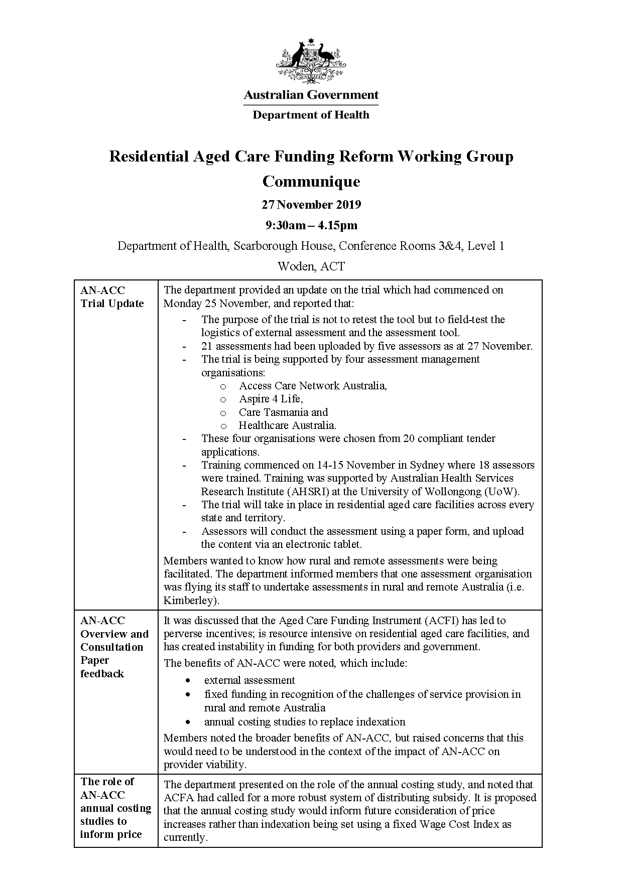 RAC Funding Reform Working Group 