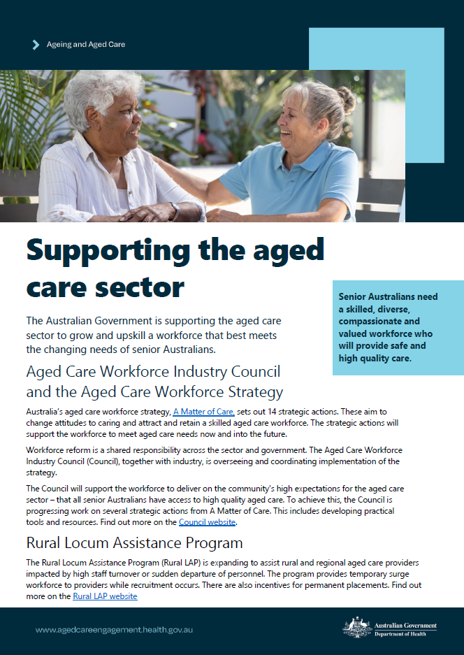 Supporting the aged care sector