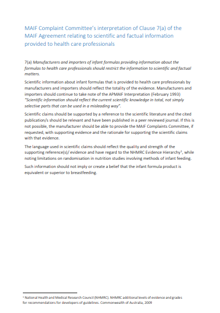 Cover image for Guidance documents for interpretation of the MAIF Agreement – Scientific and factual information provided to healthcare professionals (clause 7a)