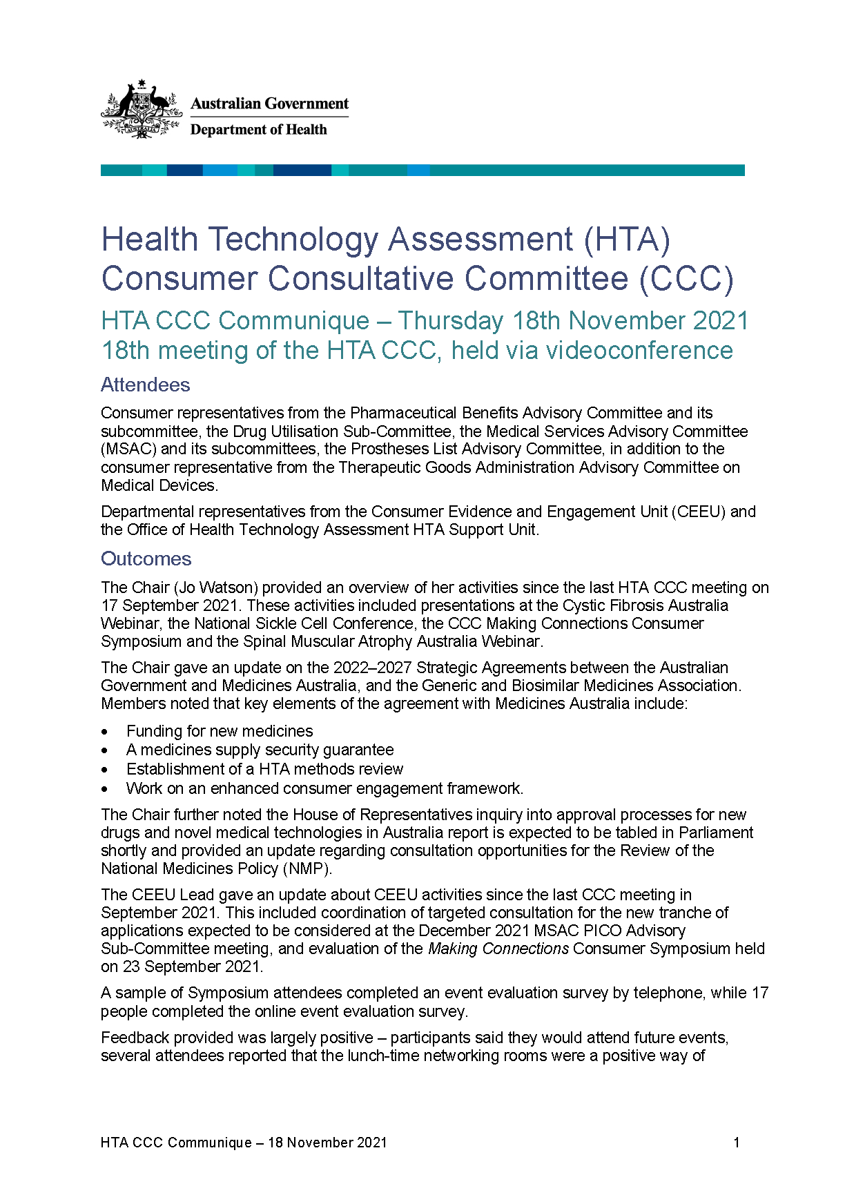 HTACCC Communique – 18 November 2021