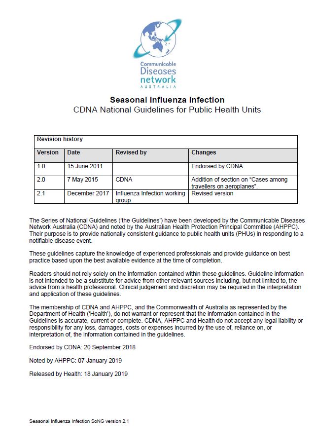 Influenza infection (flu) – CDNA National Guidelines for Public Health Units