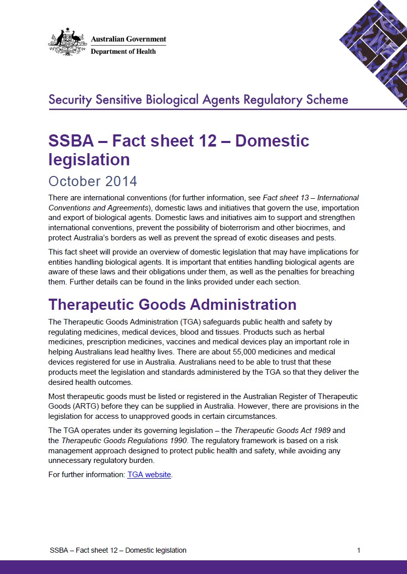 SSBA – Fact sheet 12 – Domestic legislation