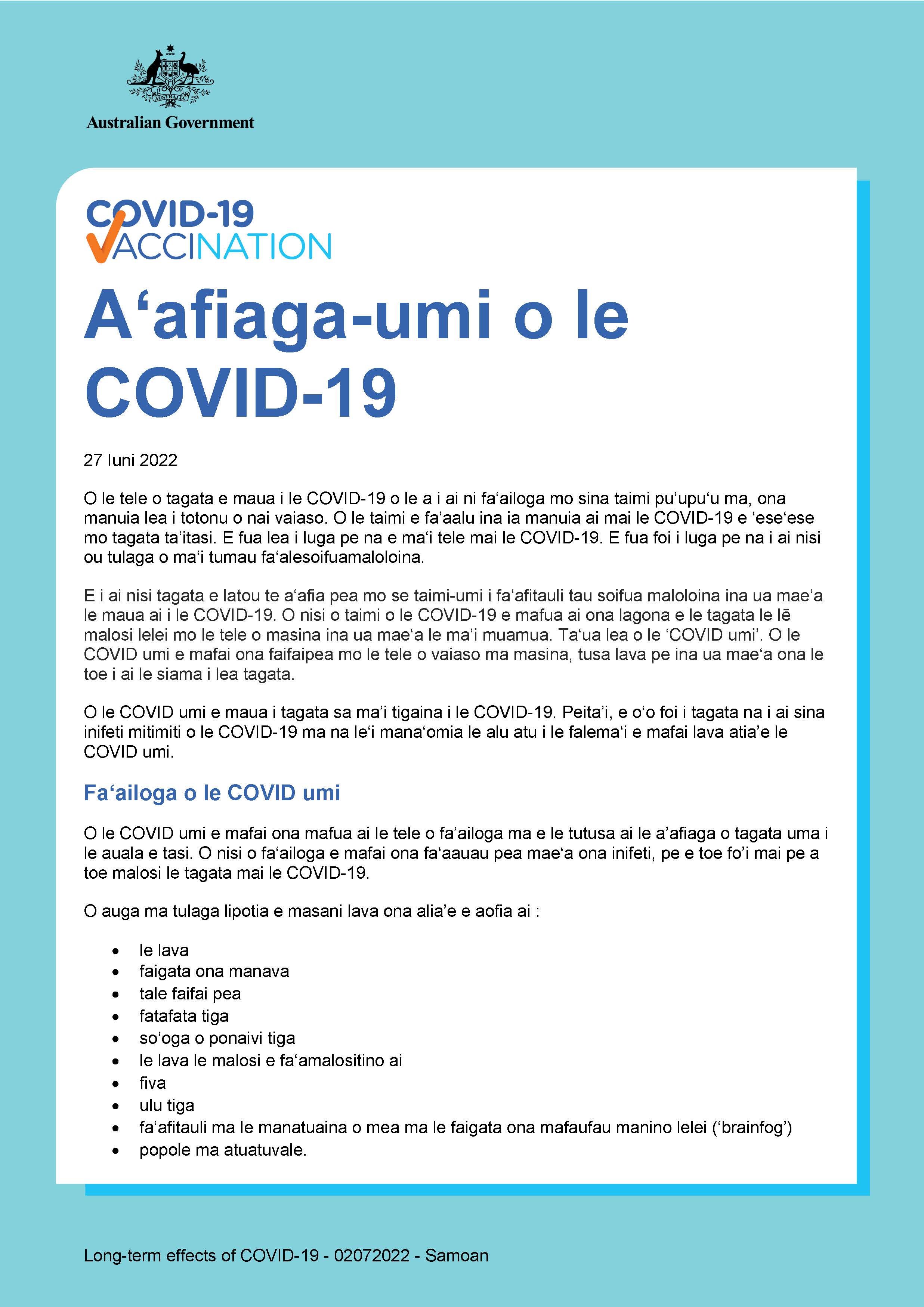 Aʻafiaga-umi o le COVID-19