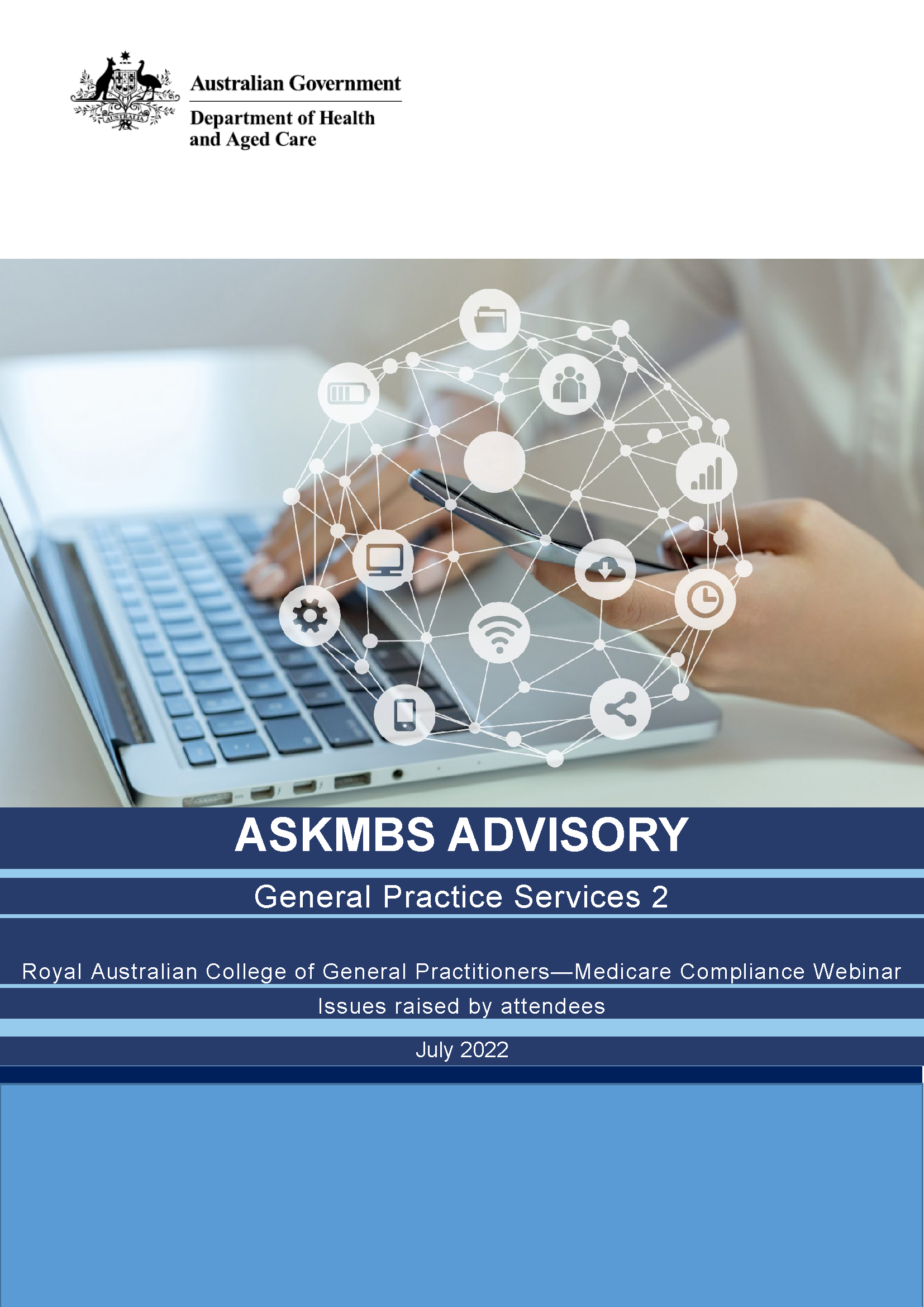 Cover page for the AskMBS Advisory - General Practice Services 2