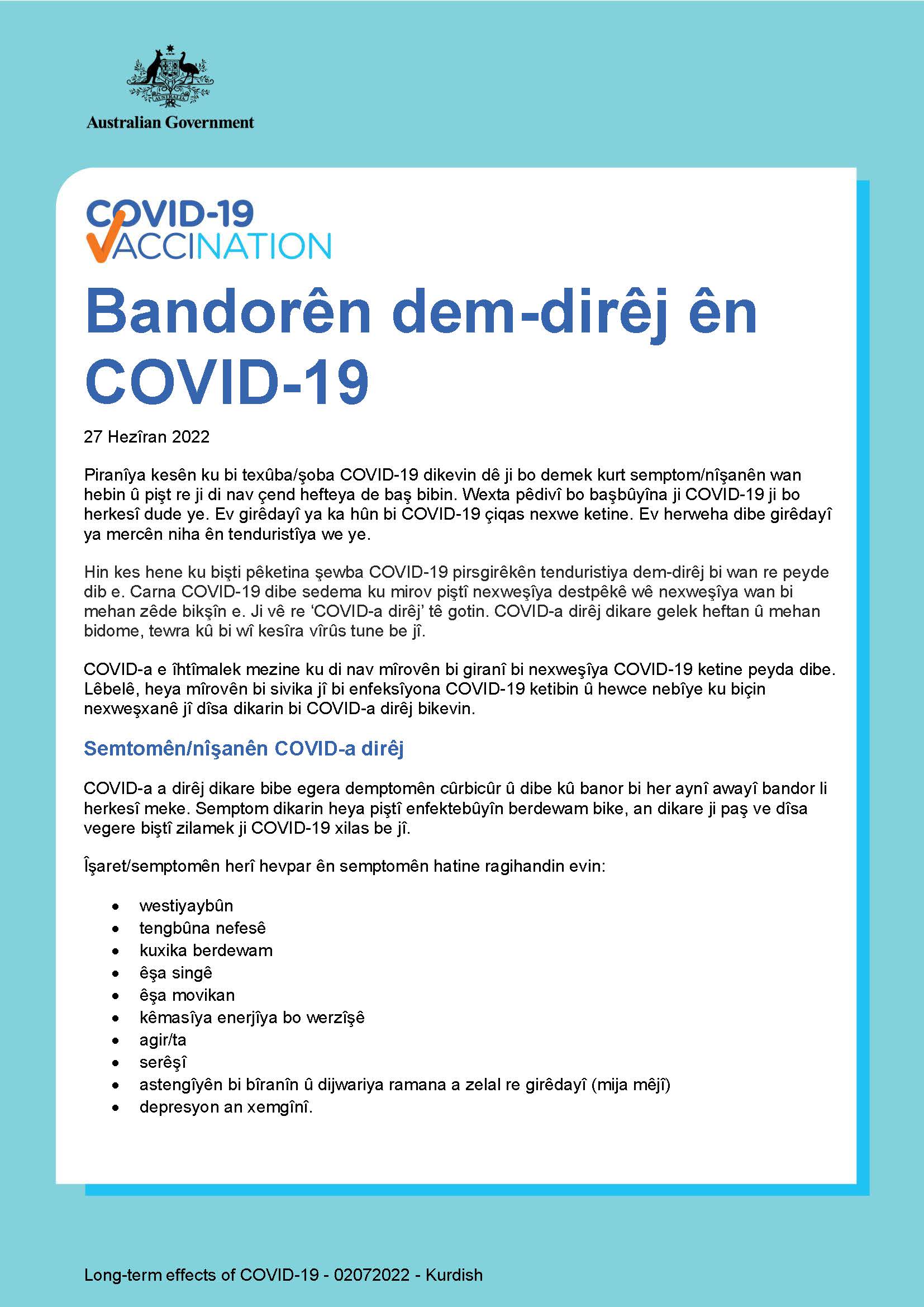 Bondorên dem-dirêj ên COVID-19