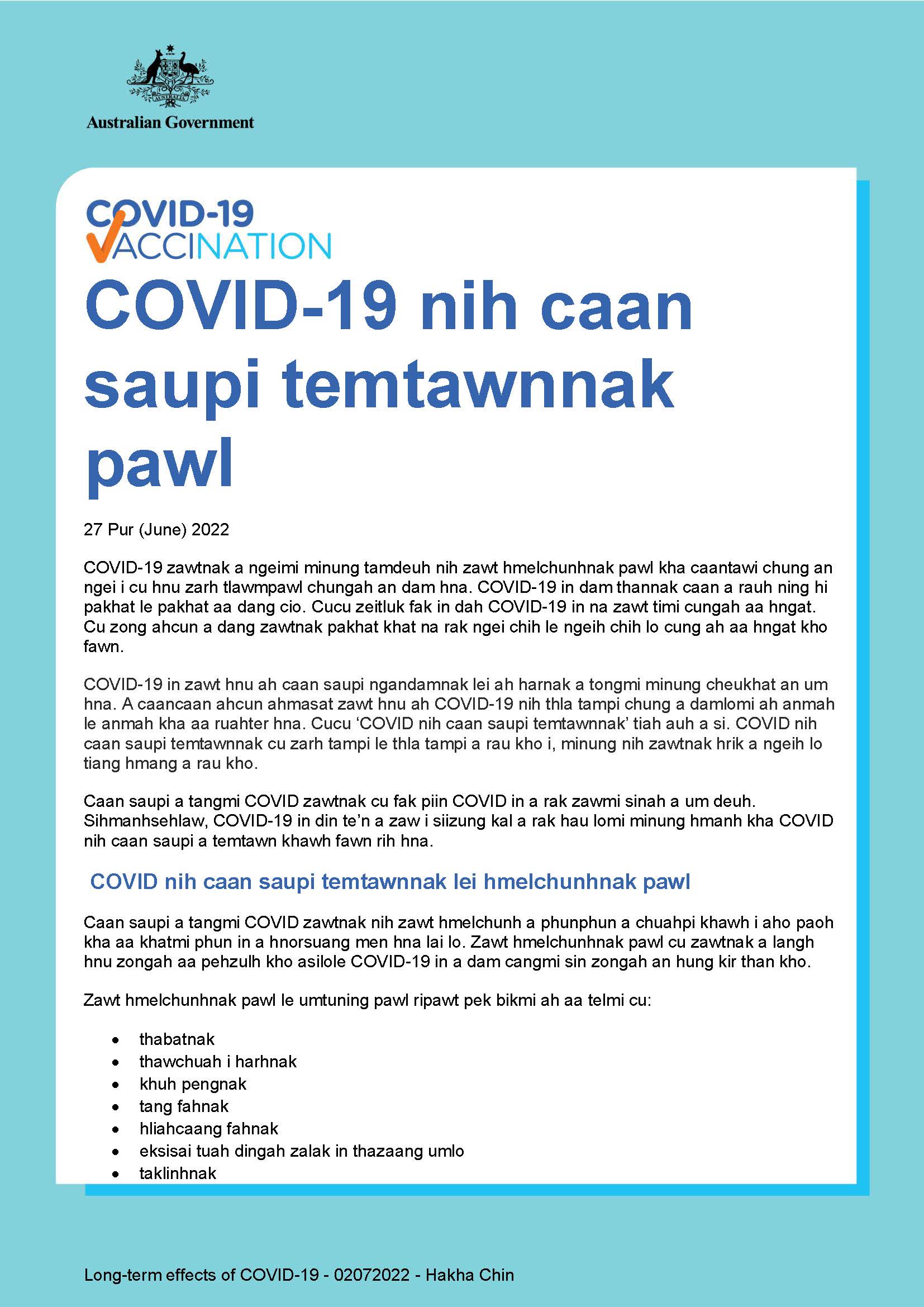 COVID-19 nih caan saupi temtawnnak pawl