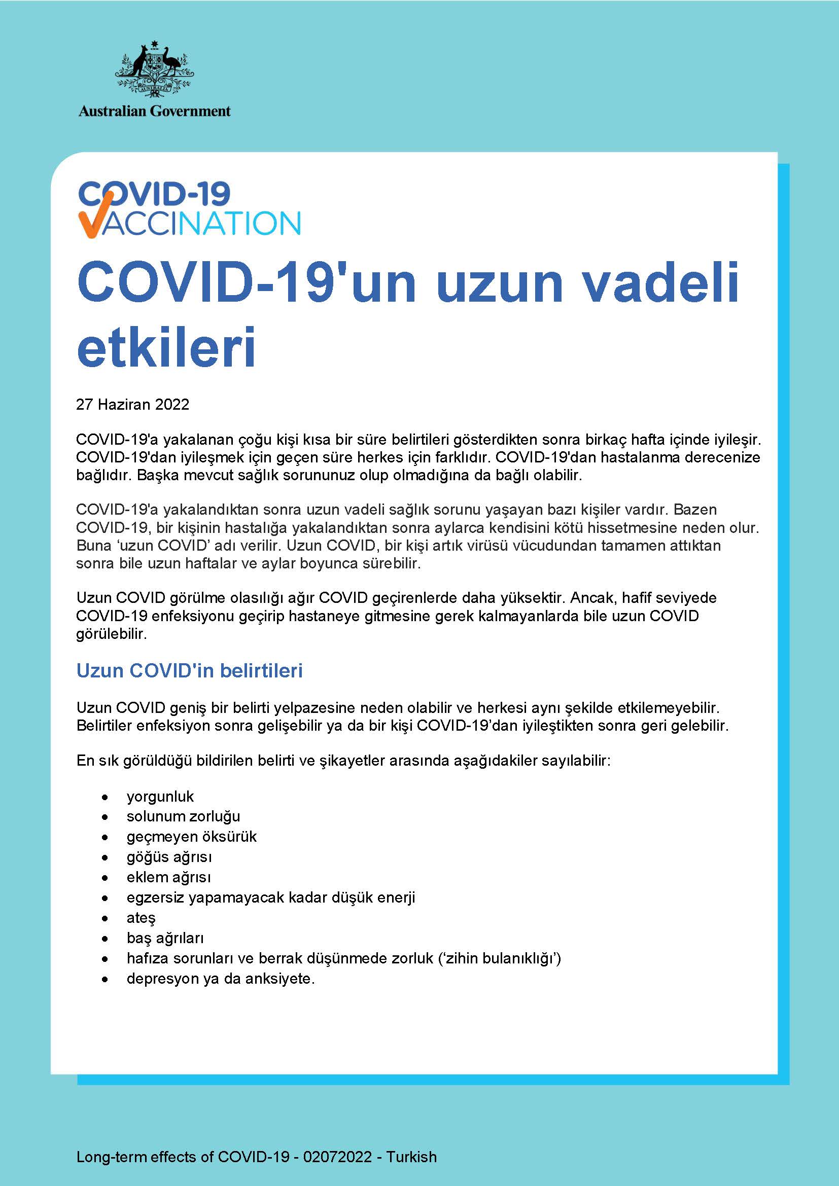 COVID-19'un uzun vadeli etkileri