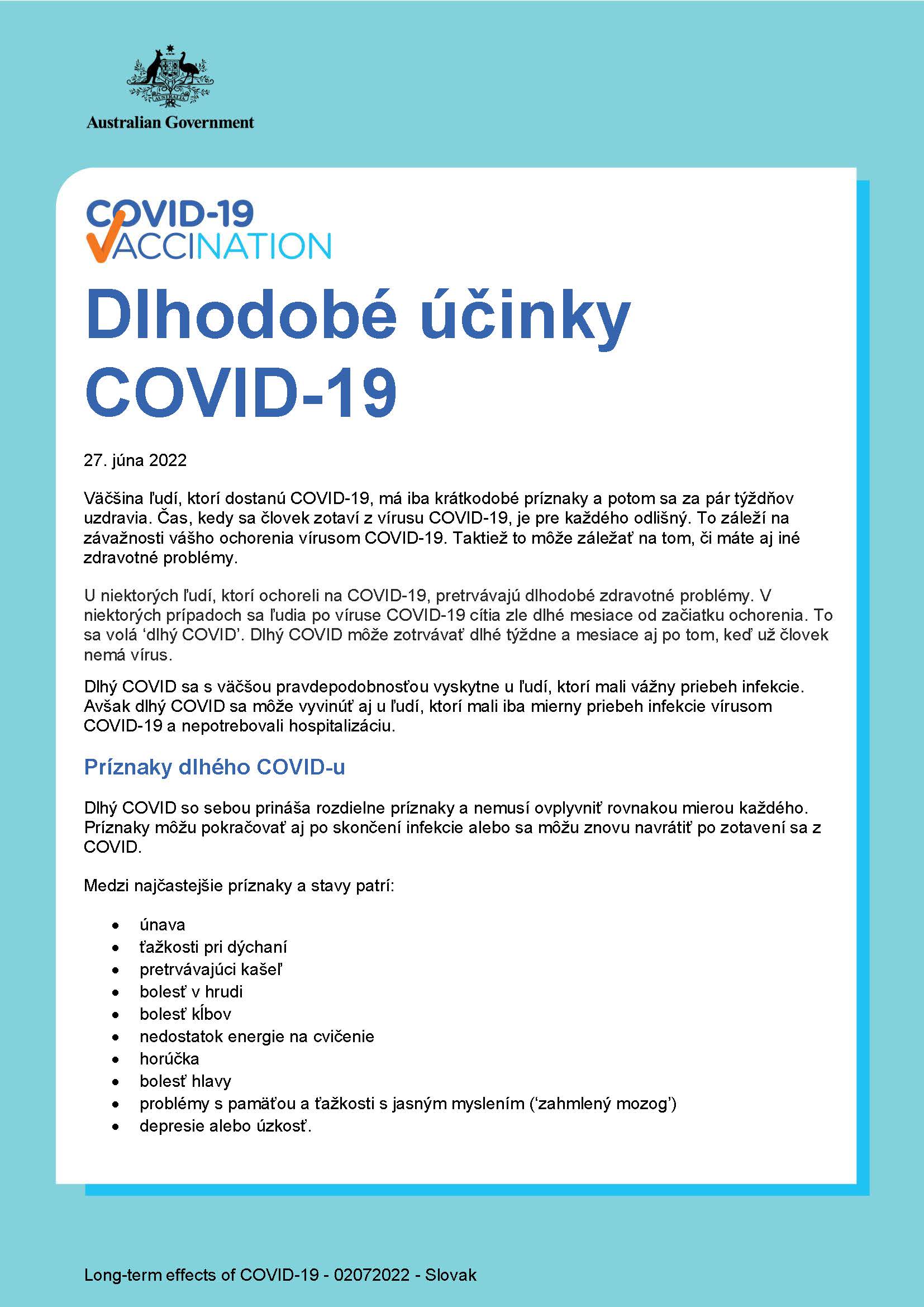 Dlhodobé účinky COVID-19